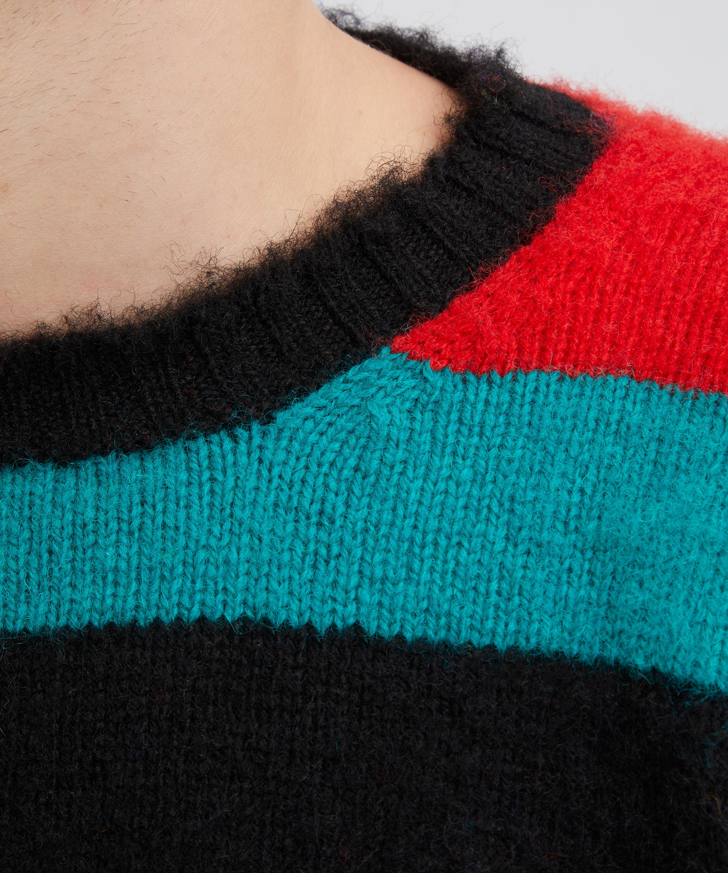 Drakes - Striped Brushed Shetland Crew Neck Jumper image number 4