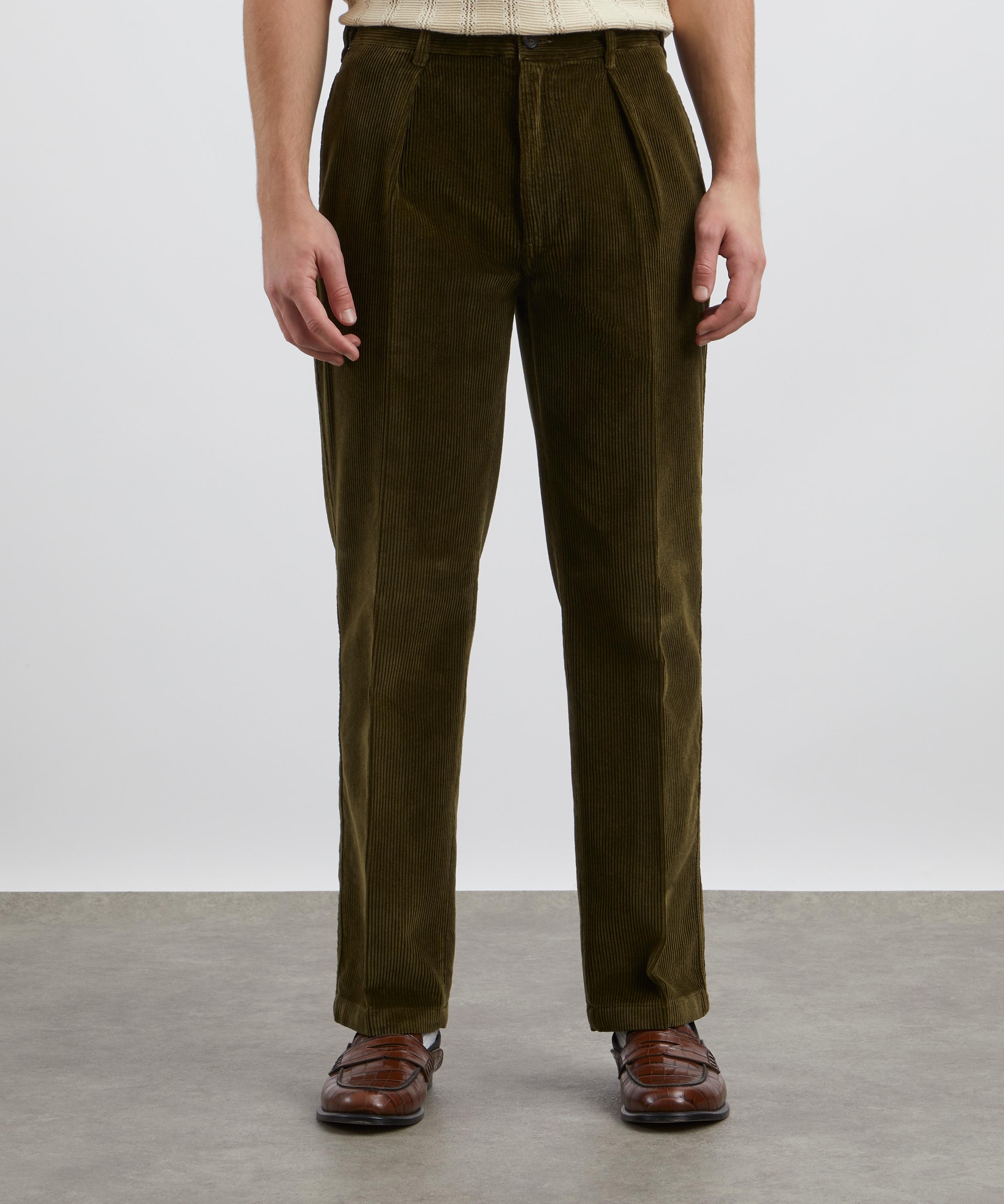 Drakes - Olive Cotton Corduroy Games Trousers image number 2