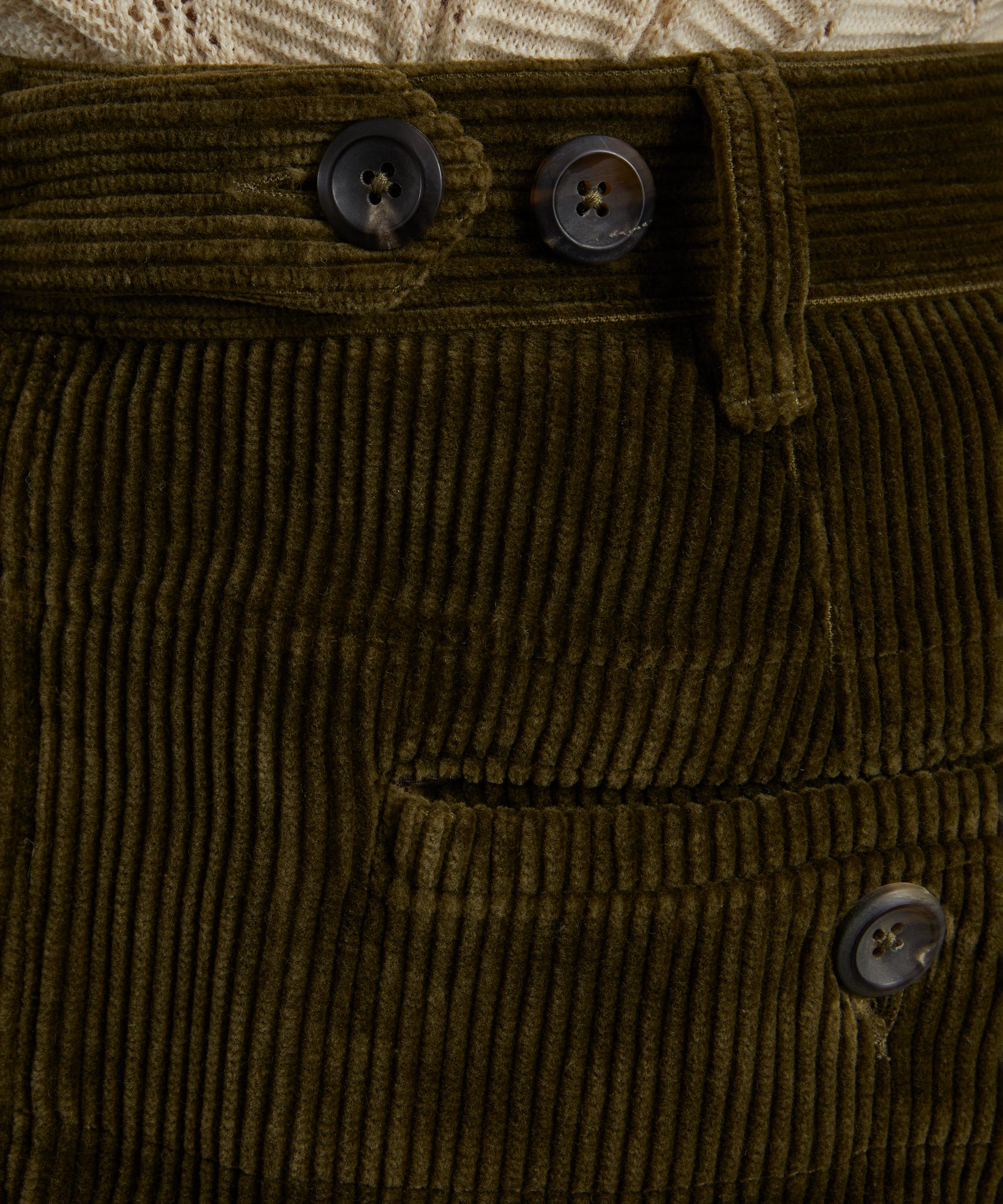 Drakes - Olive Cotton Corduroy Games Trousers image number 4