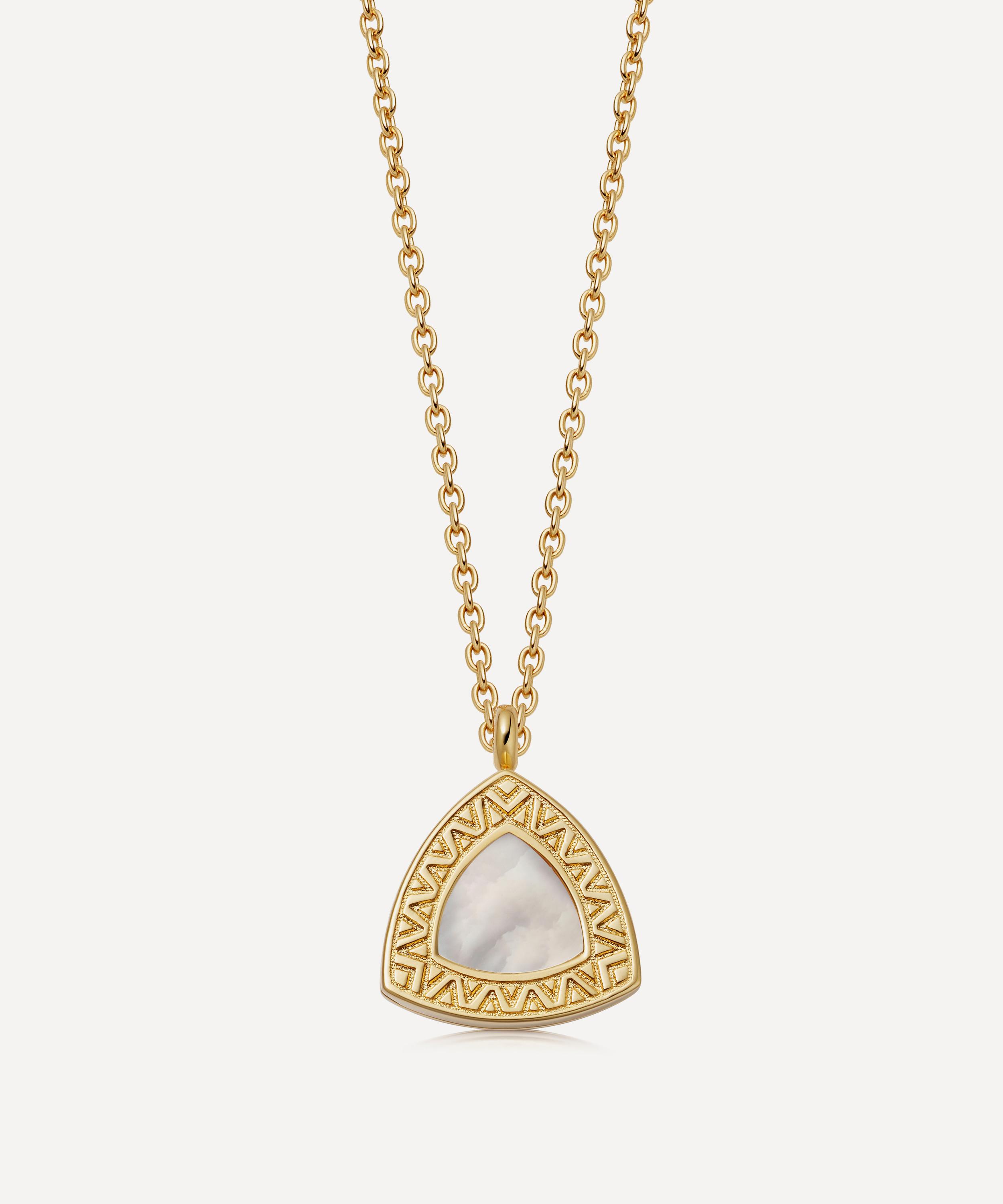 Astley Clarke - 18ct Gold-Plated Vermeil Silver Deco Mother of Pearl Trillion Locket Necklace image number 0