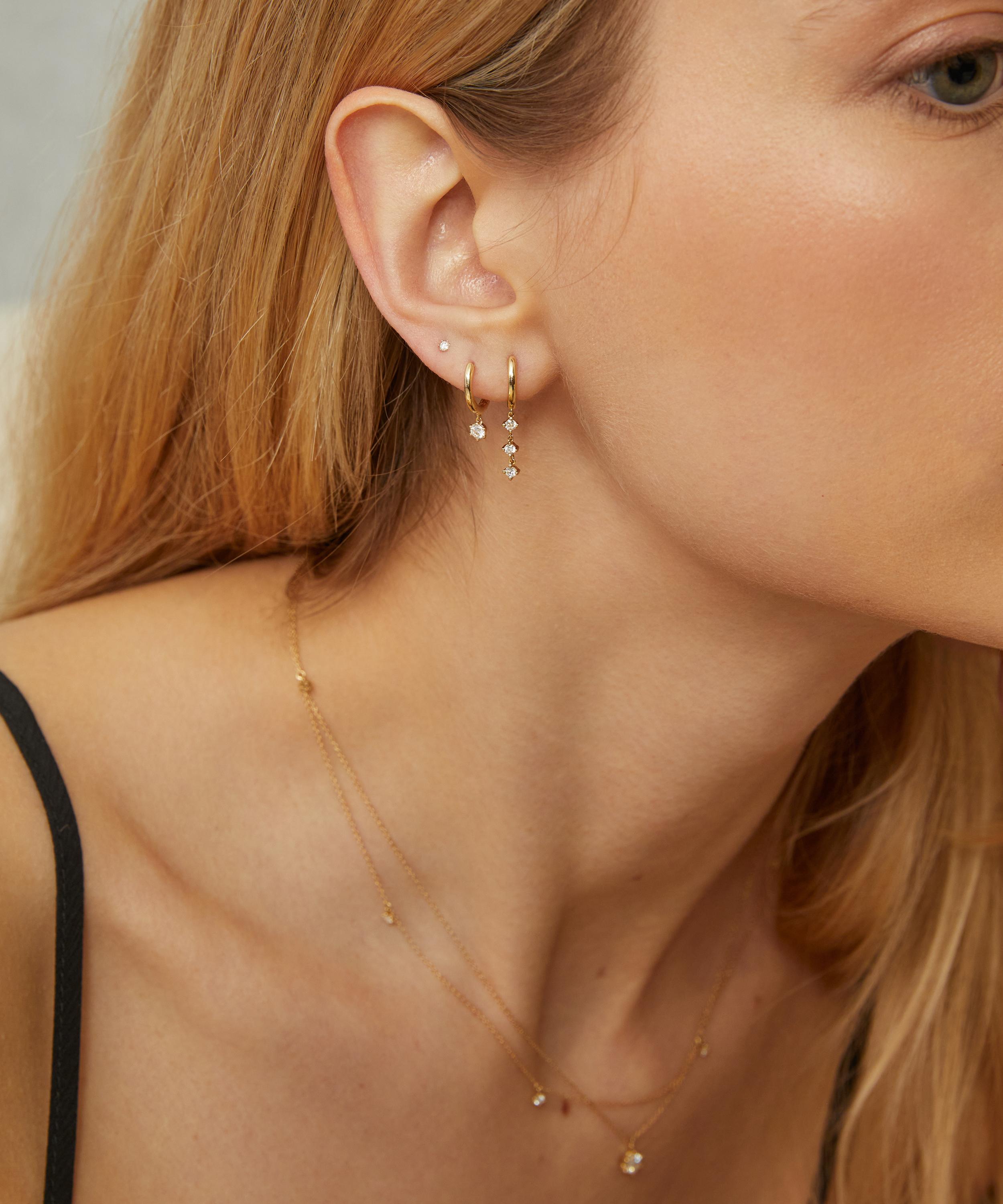 Astley Clarke - 14ct Gold Interstellar Triple Diamond Drop Hoop Earrings image number 2