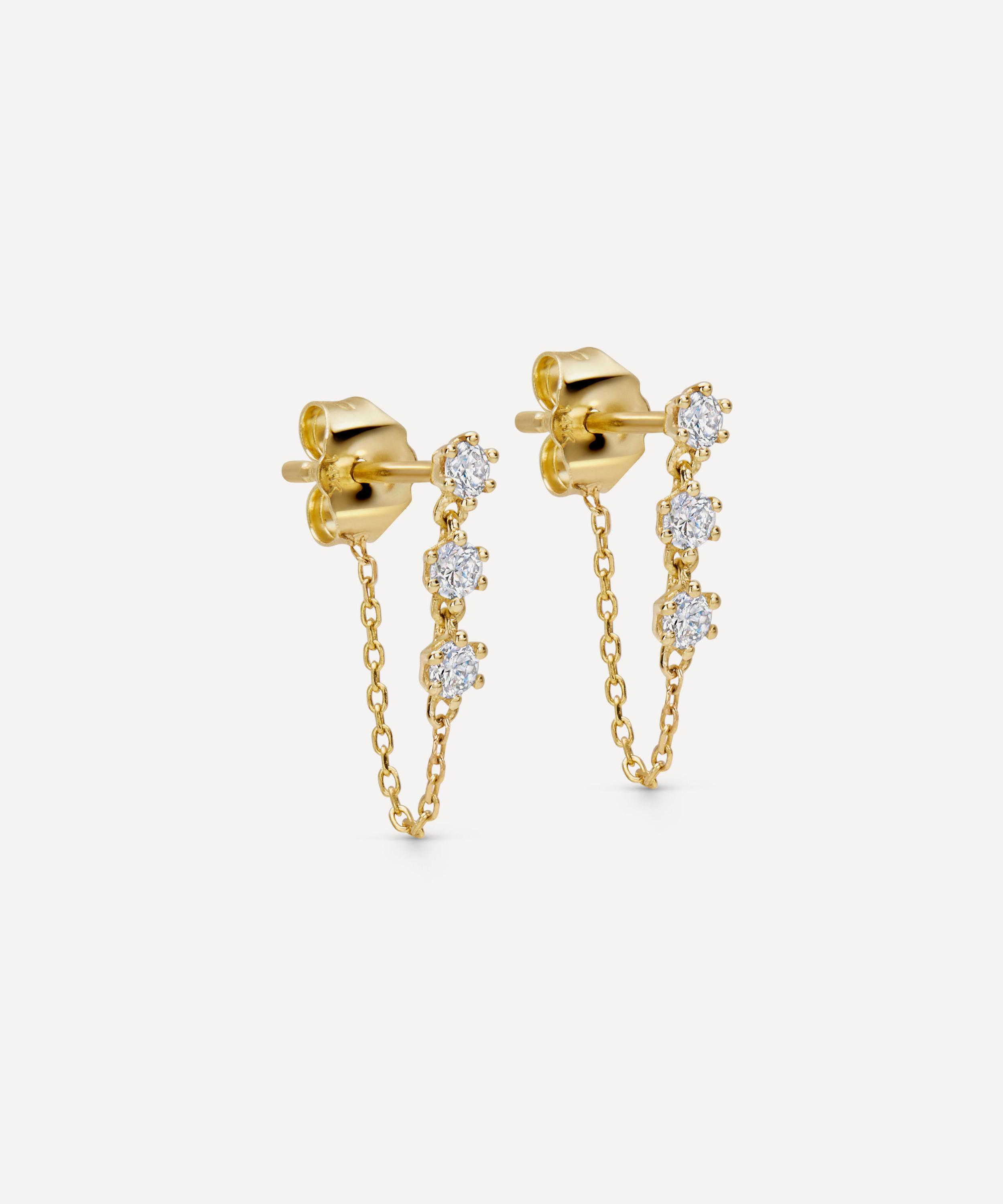 Astley Clarke - 14ct Gold Interstellar Diamond Chain Stud Earrings image number 0