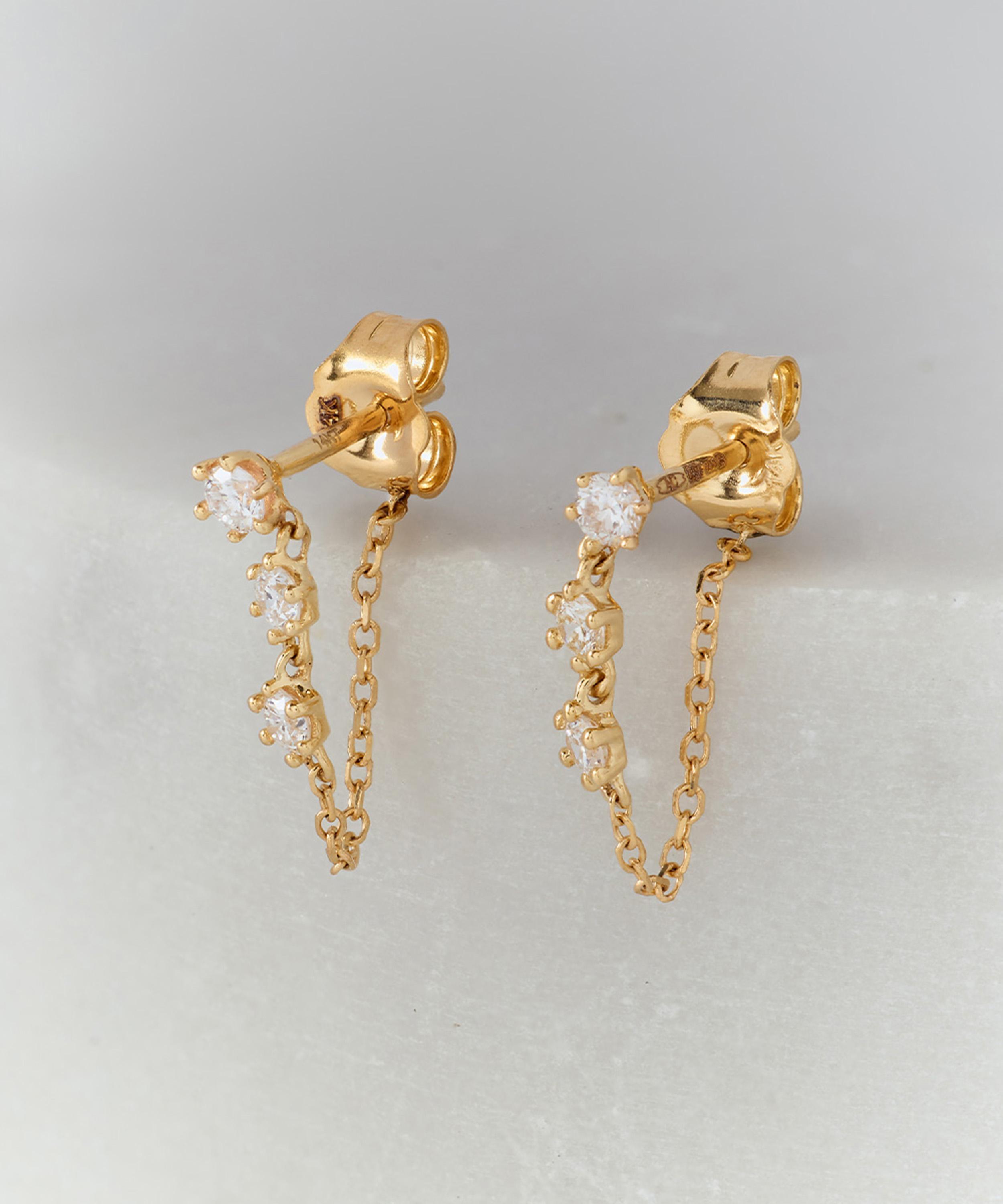 Astley Clarke - 14ct Gold Interstellar Diamond Chain Stud Earrings image number 4