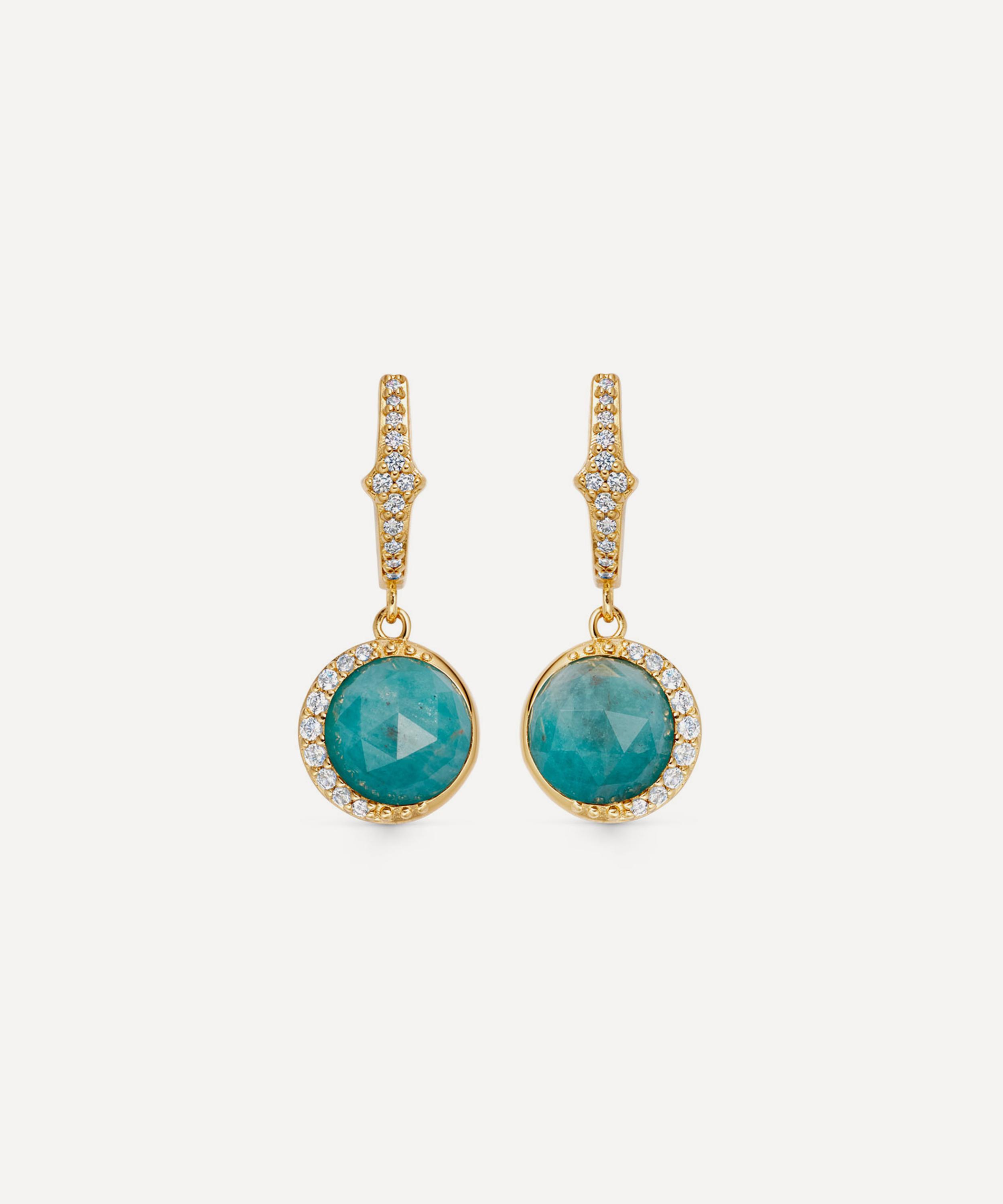 Astley Clarke - 18ct Gold-Plated Vermeil Silver Luna Amazonite Drop Earrings image number 0