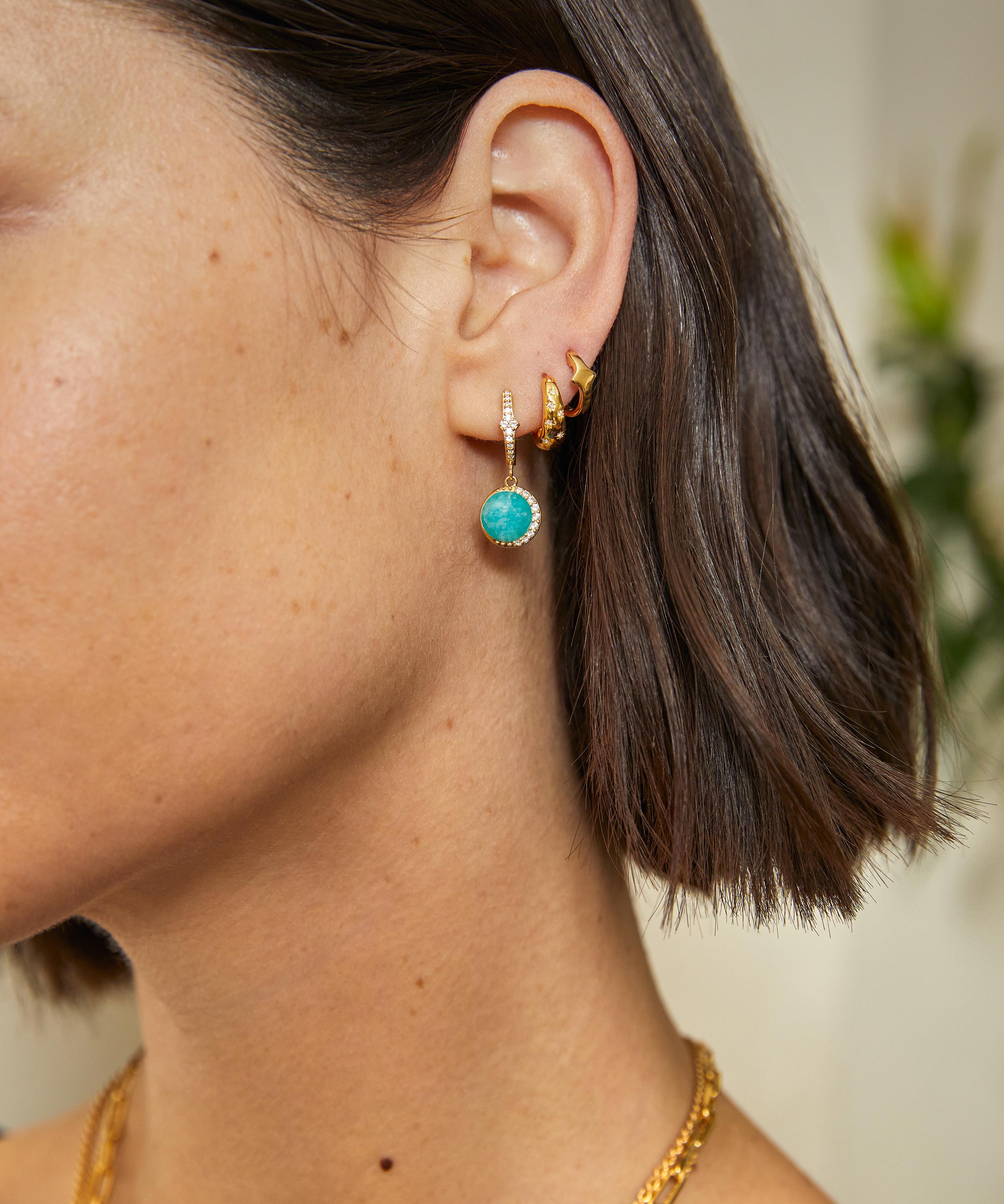 Astley Clarke - 18ct Gold-Plated Vermeil Silver Luna Amazonite Drop Earrings image number 1