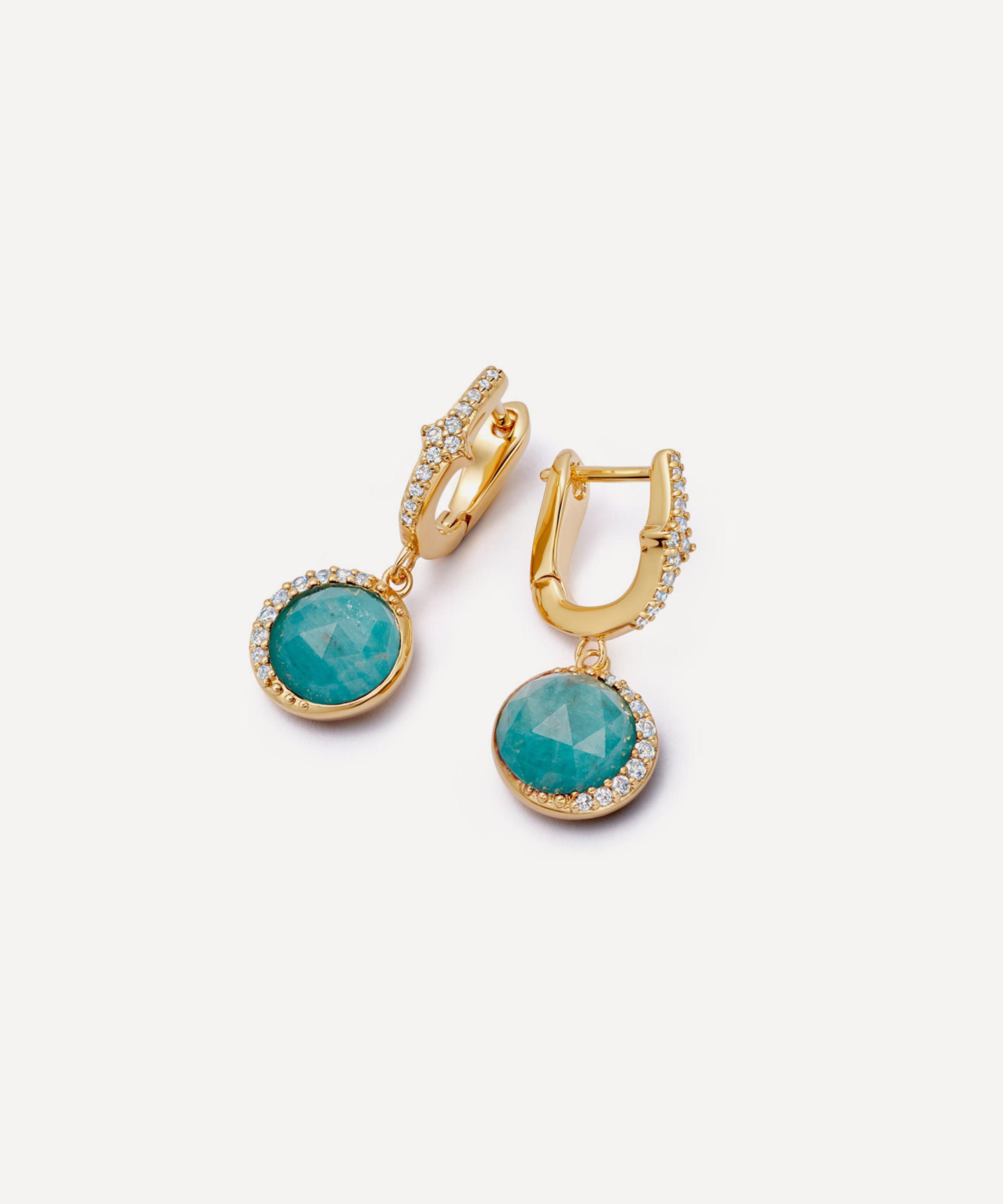Astley Clarke - 18ct Gold-Plated Vermeil Silver Luna Amazonite Drop Earrings image number 2