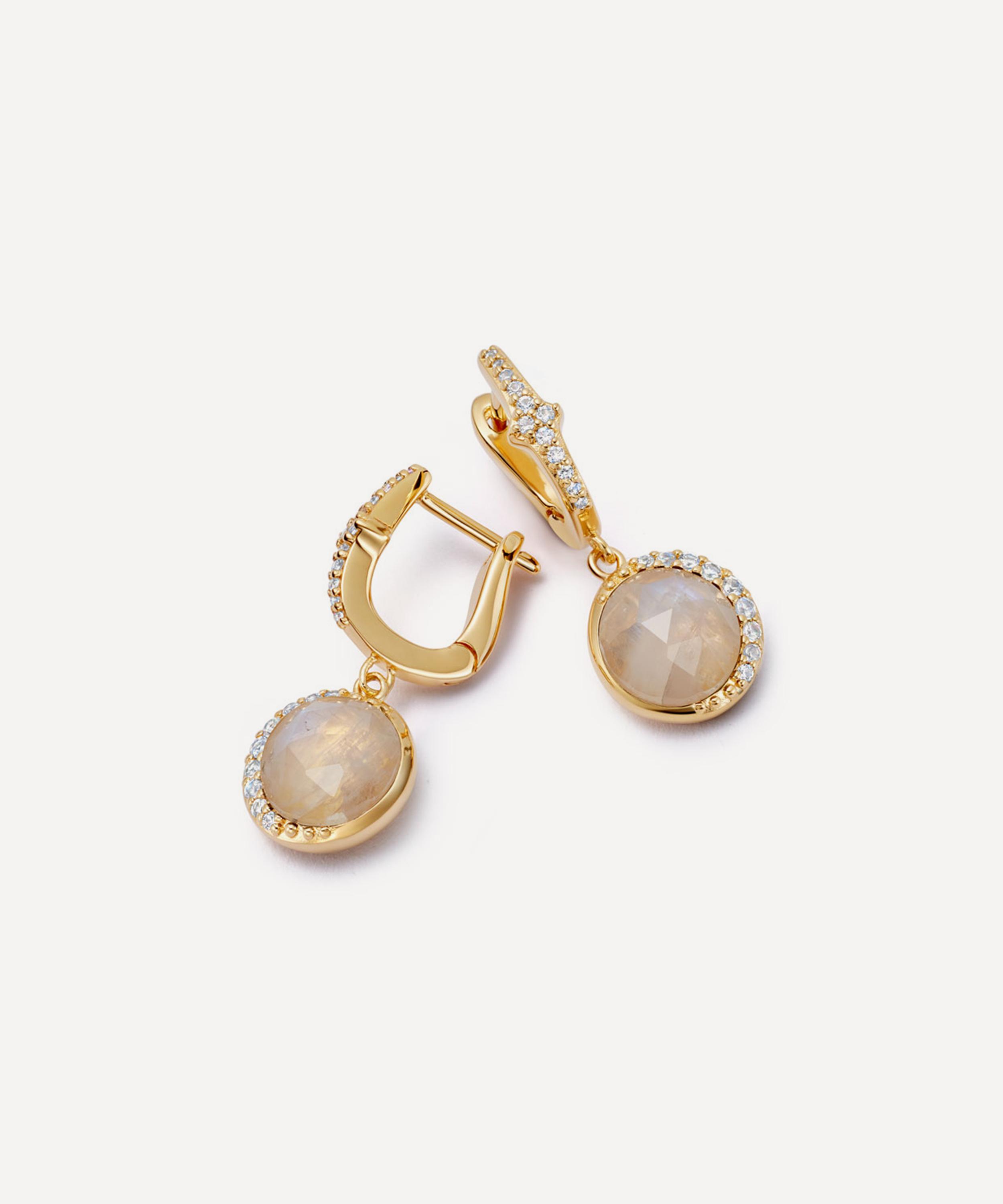 Astley Clarke - 18ct Gold-Plated Vermeil Silver Luna Moonstone Drop Earrings image number 2