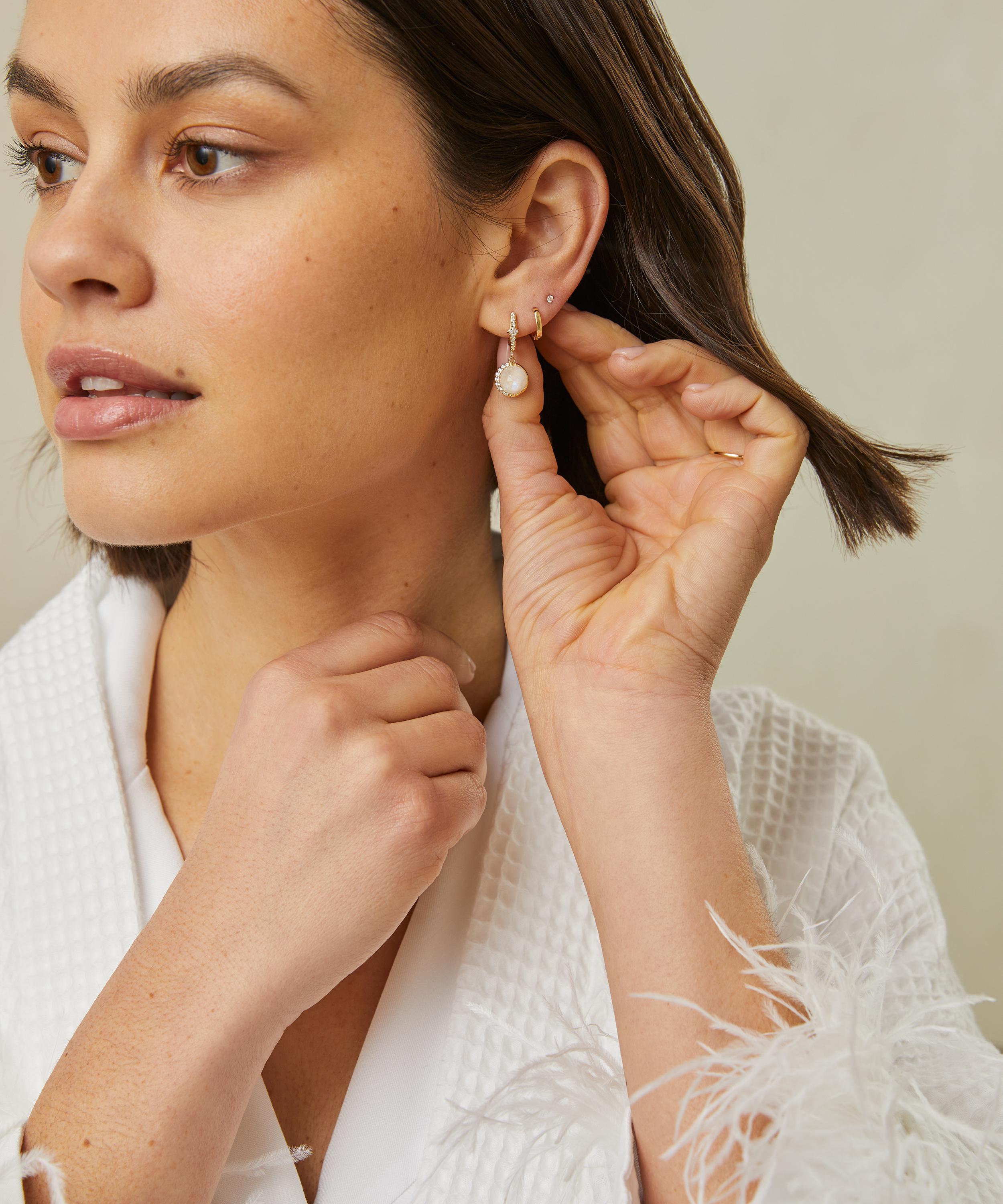 Astley Clarke - 18ct Gold-Plated Vermeil Silver Luna Moonstone Drop Earrings image number 3