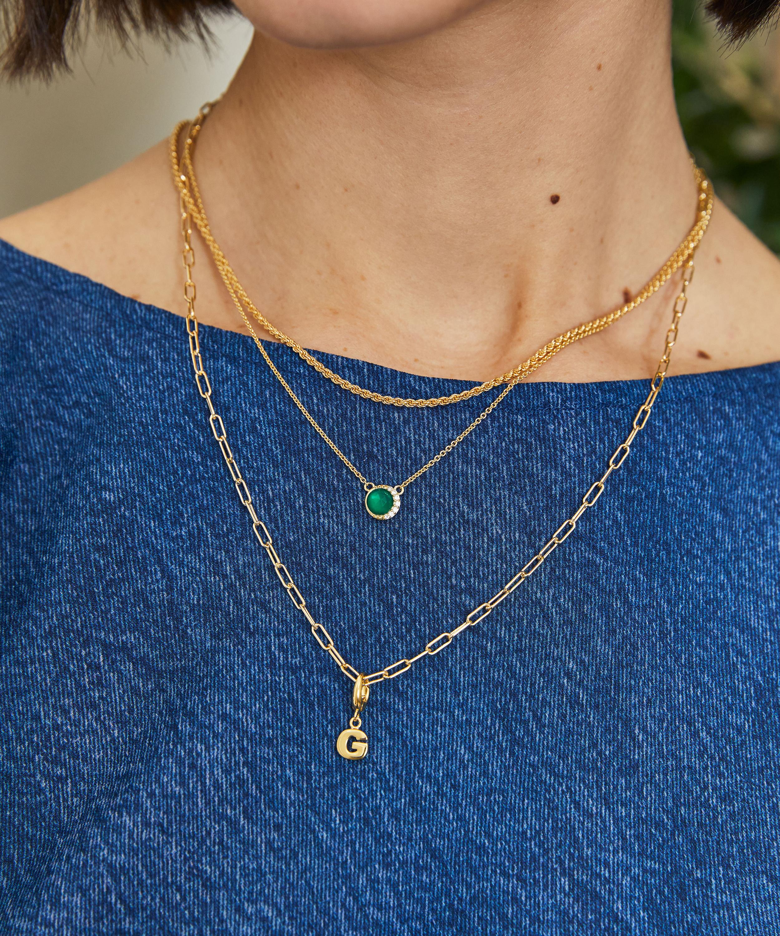 Astley Clarke - 18ct Gold-Plated Vermeil Silver Luna Green Chalcedony Pendant Necklace image number 1