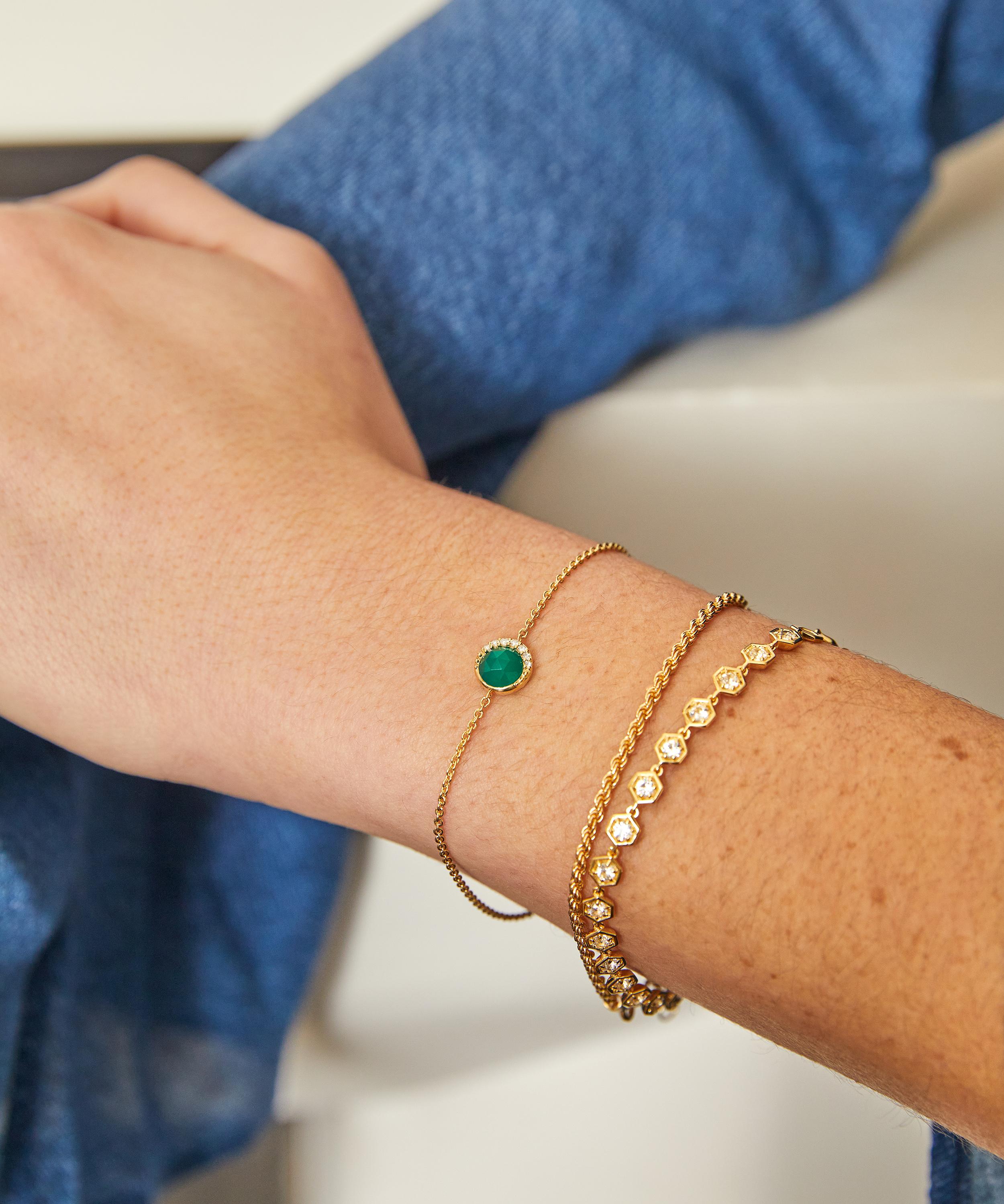Astley Clarke - 18ct Gold-Plated Vermeil Silver Luna Green Chalcedony Bracelet image number 1