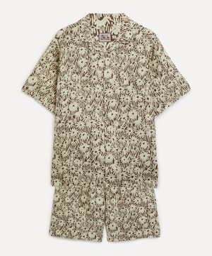 Desmond & Dempsey - Chamomile Brown / Cream Linen Cuban Pyjama Set image number 0
