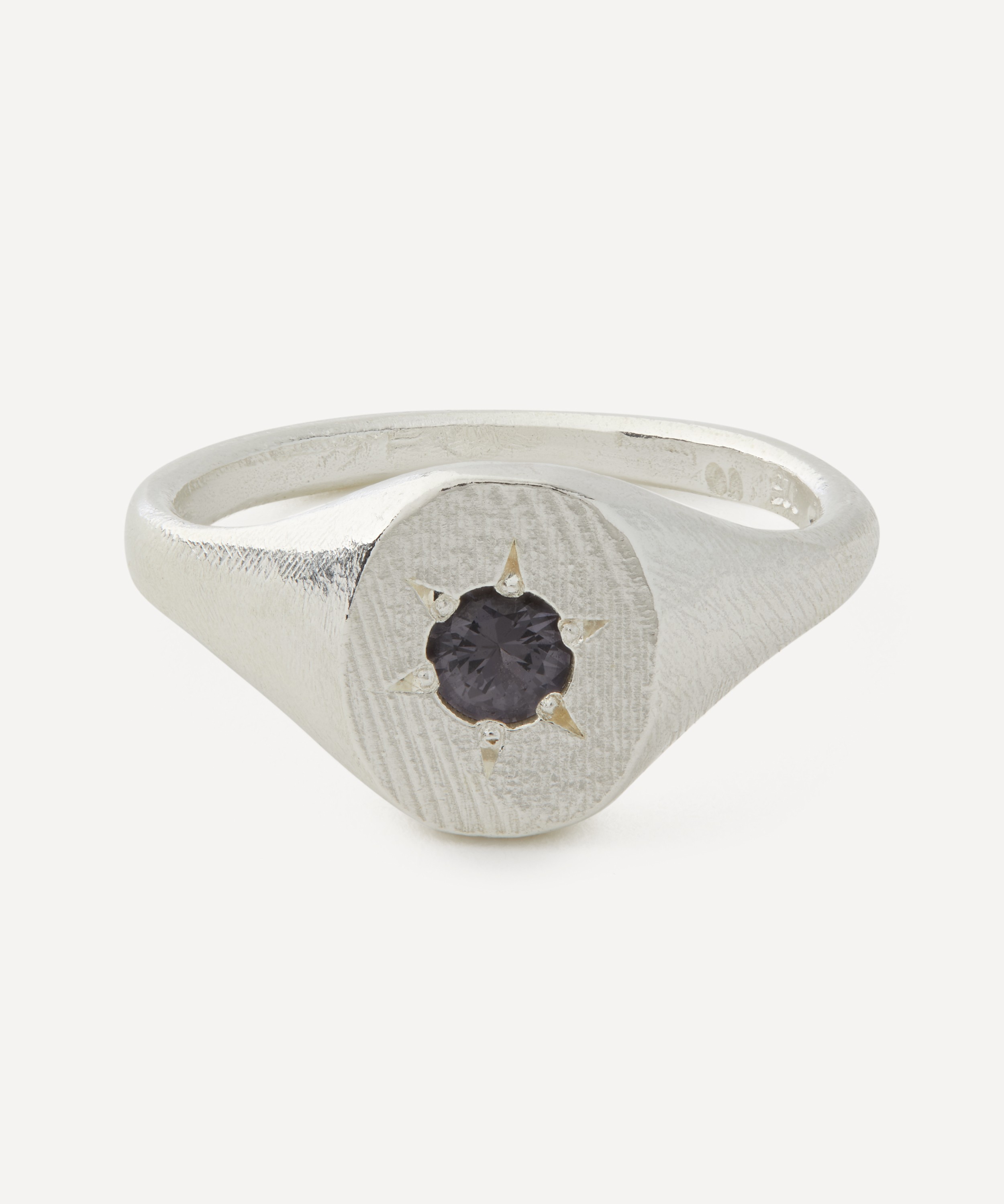 Seb Brown - Sterling Silver Grey Signet Ring image number 0