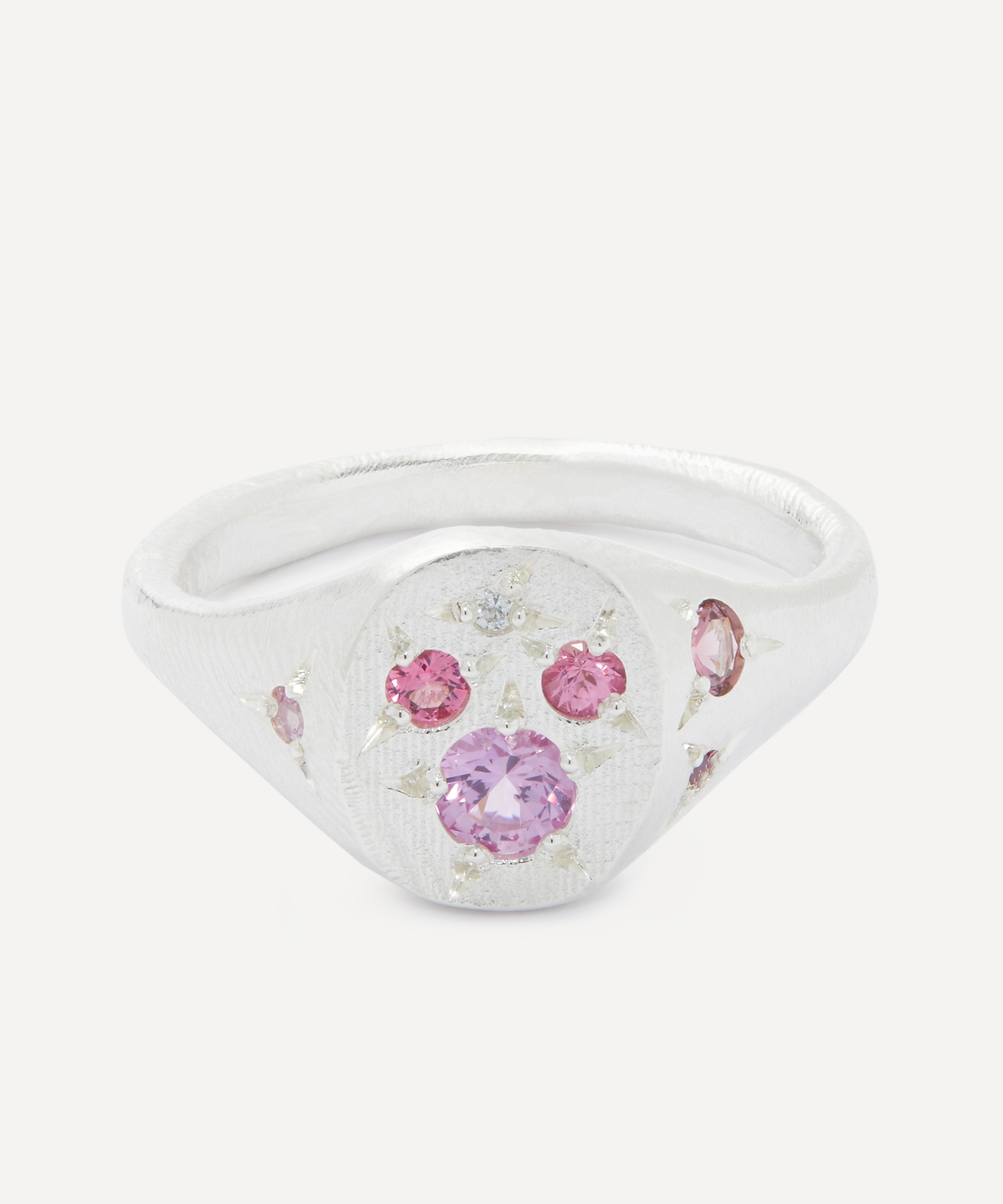 Seb Brown - Sterling Silver Pink Spazio Signet Ring image number 0