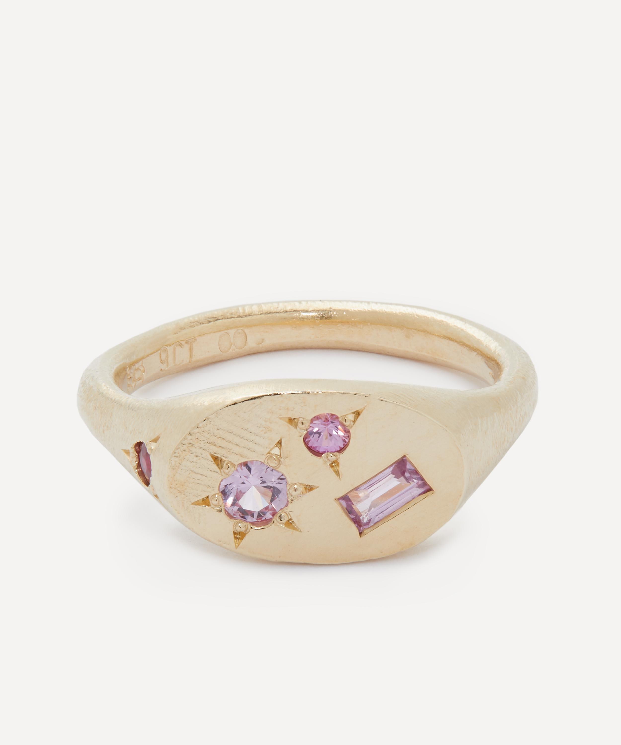 Seb Brown - 9ct Gold Pink Neapolitan Oval Signet Ring image number 