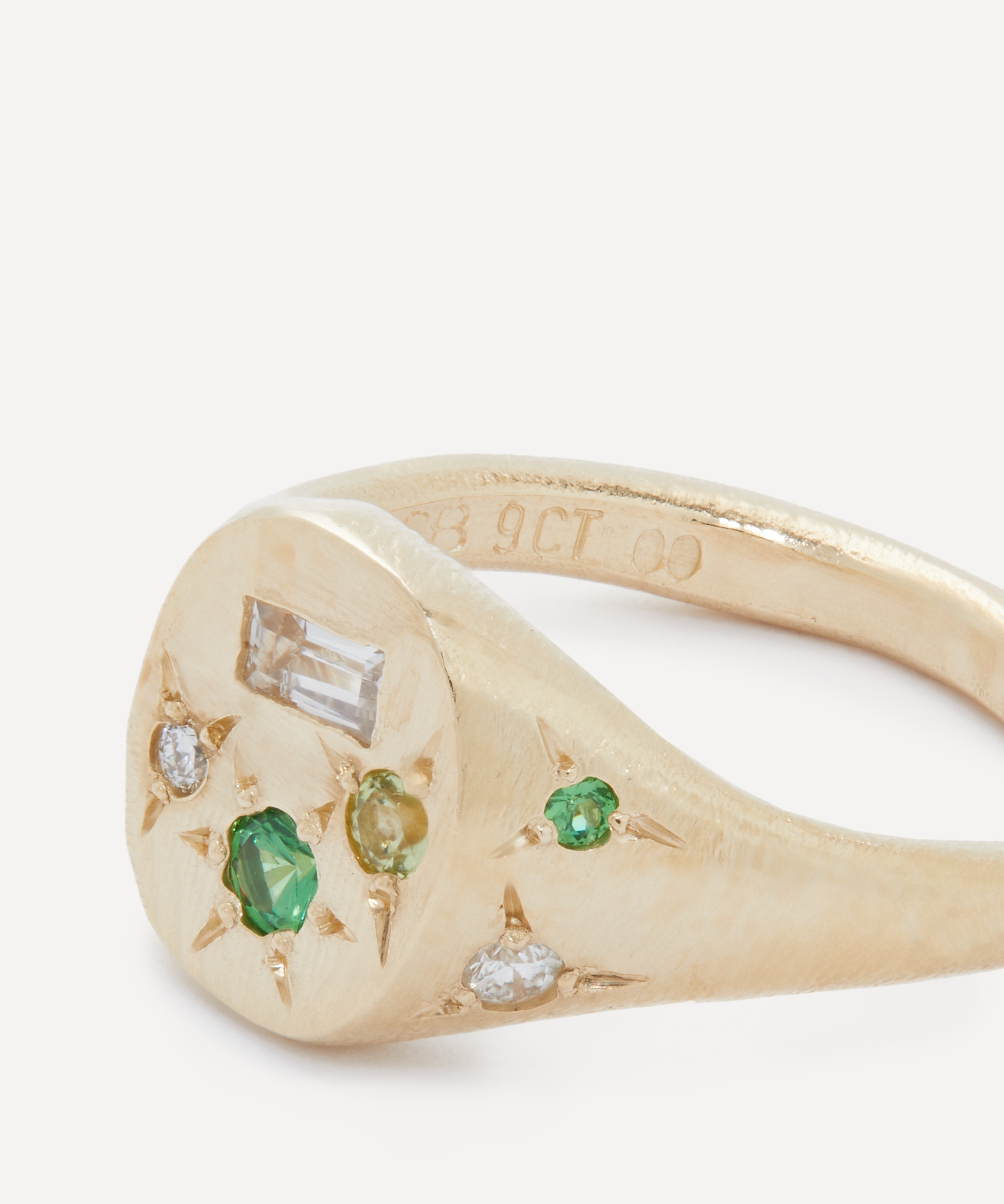 Seb Brown - 9ct Gold Green Spazio Signet Ring image number 2