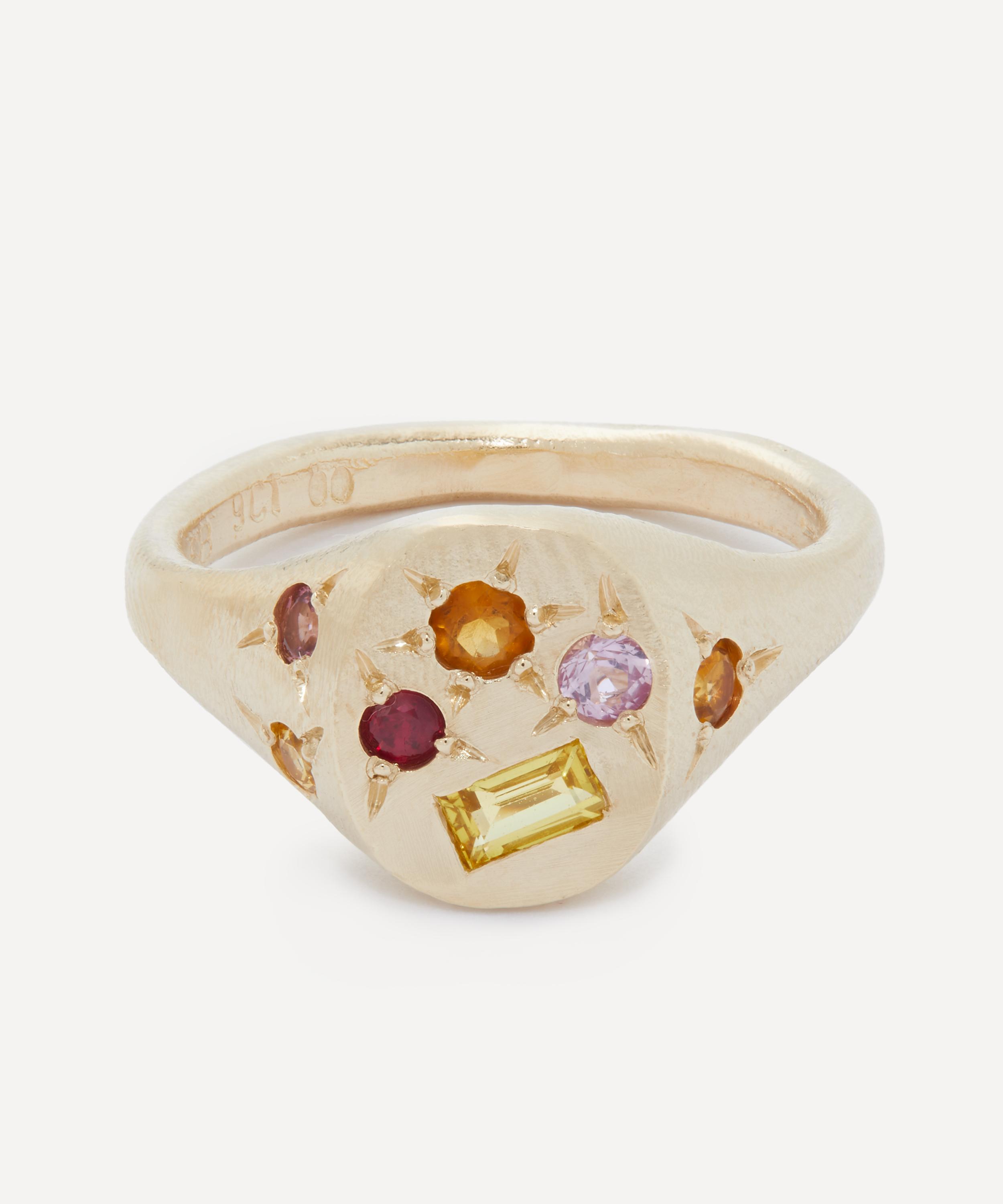 Seb Brown - 9ct Gold Orange Spazio Signet Ring image number 