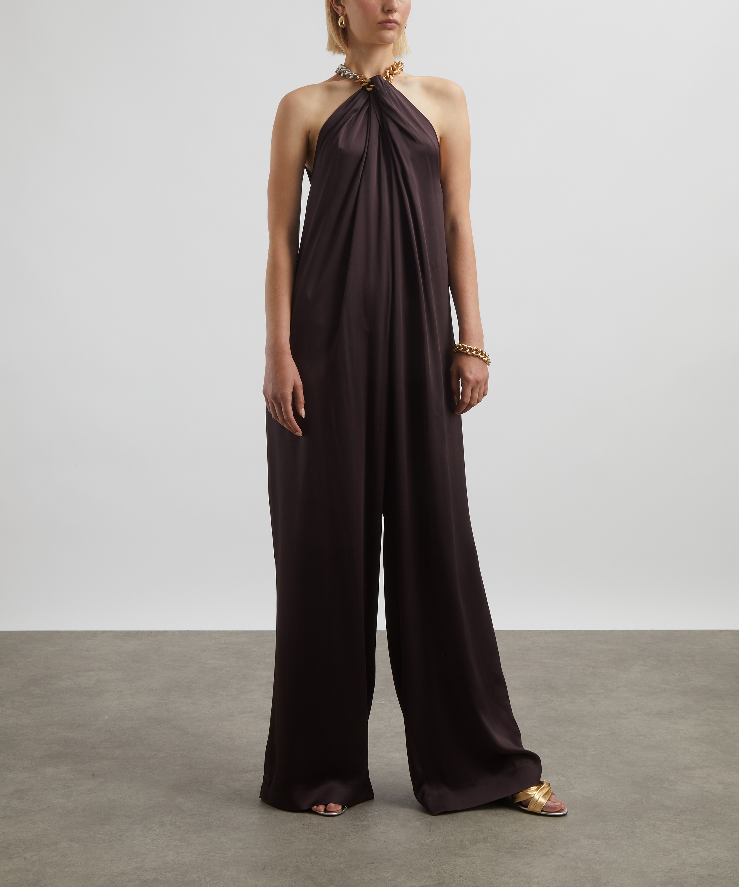 Stella McCartney - Chain Halterneck Satin Jumpsuit image number 3