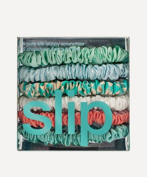 Slip - Seabreeze Skinny Silk Scrunchies Pack of 6 image number 2