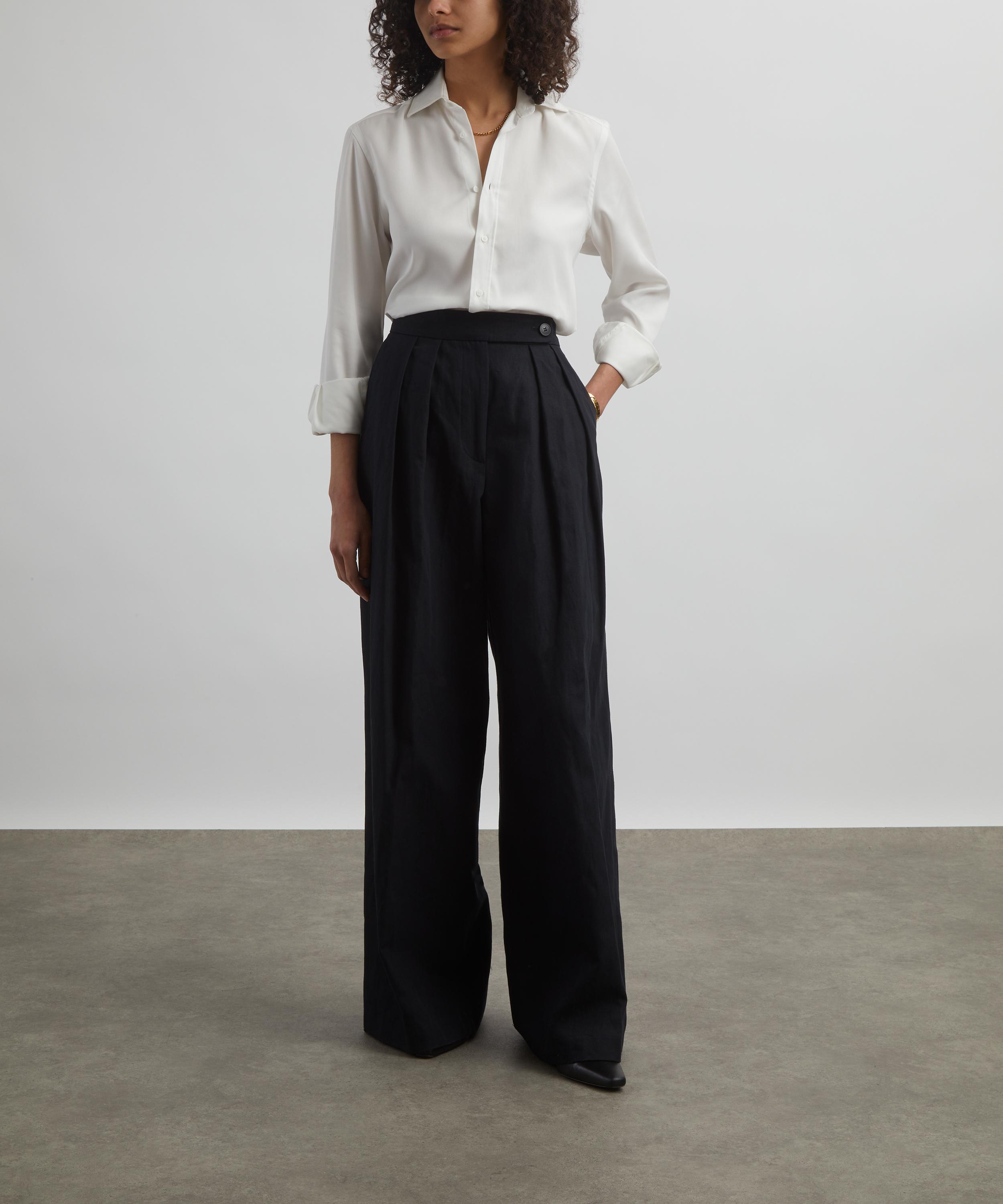 With Nothing Underneath - The Boyfriend Off-White Tencel Shirt image number 1