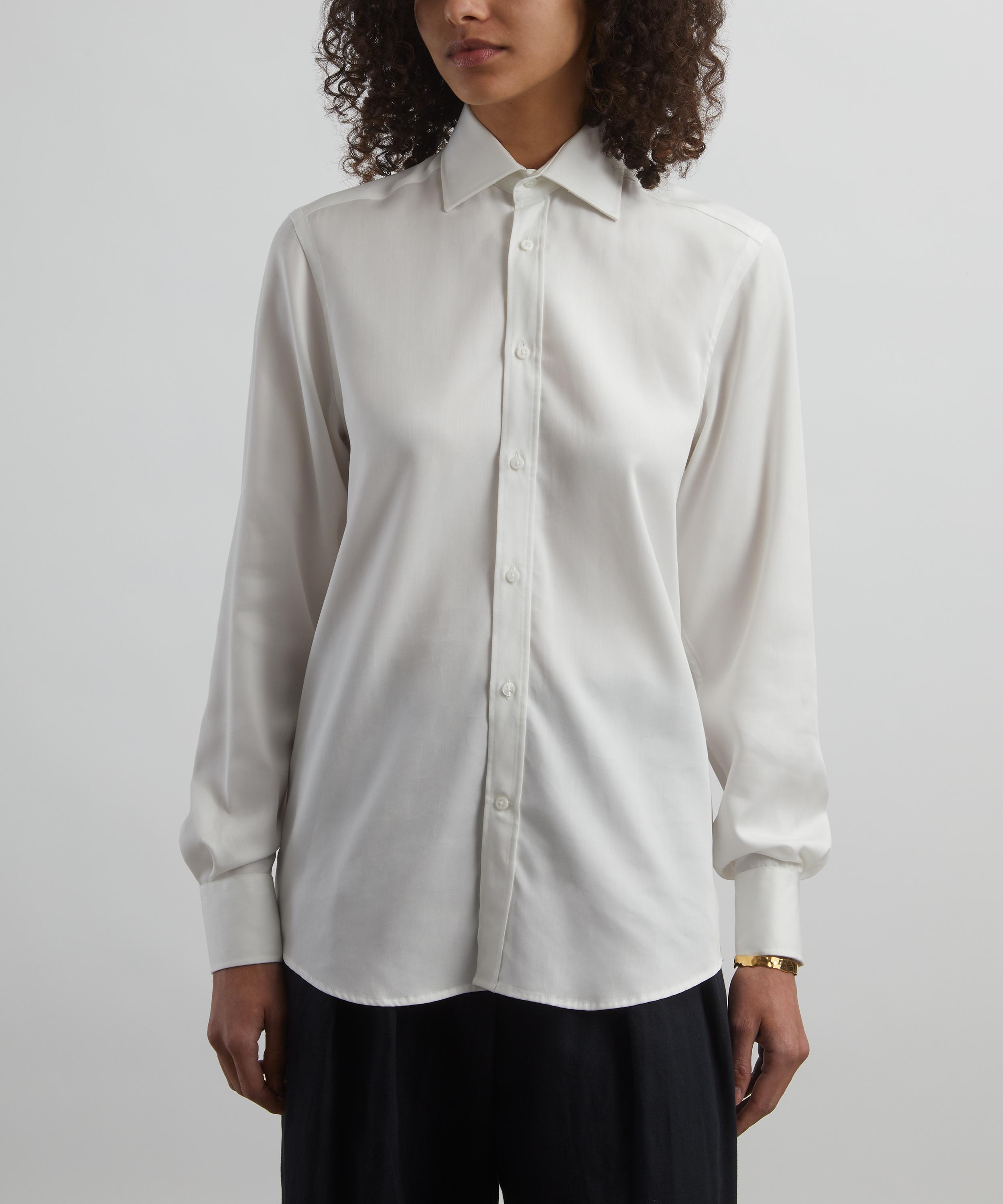 With Nothing Underneath - The Boyfriend Off-White Tencel Shirt image number 2