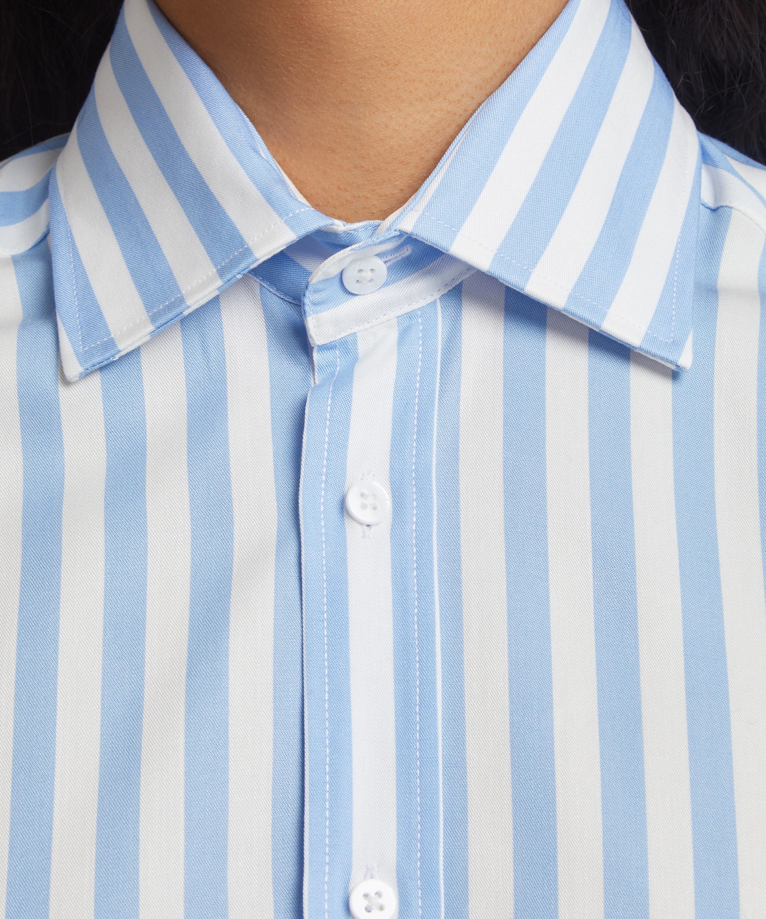 With Nothing Underneath - The Boyfriend Powder Blue Stripe Shirt image number 4