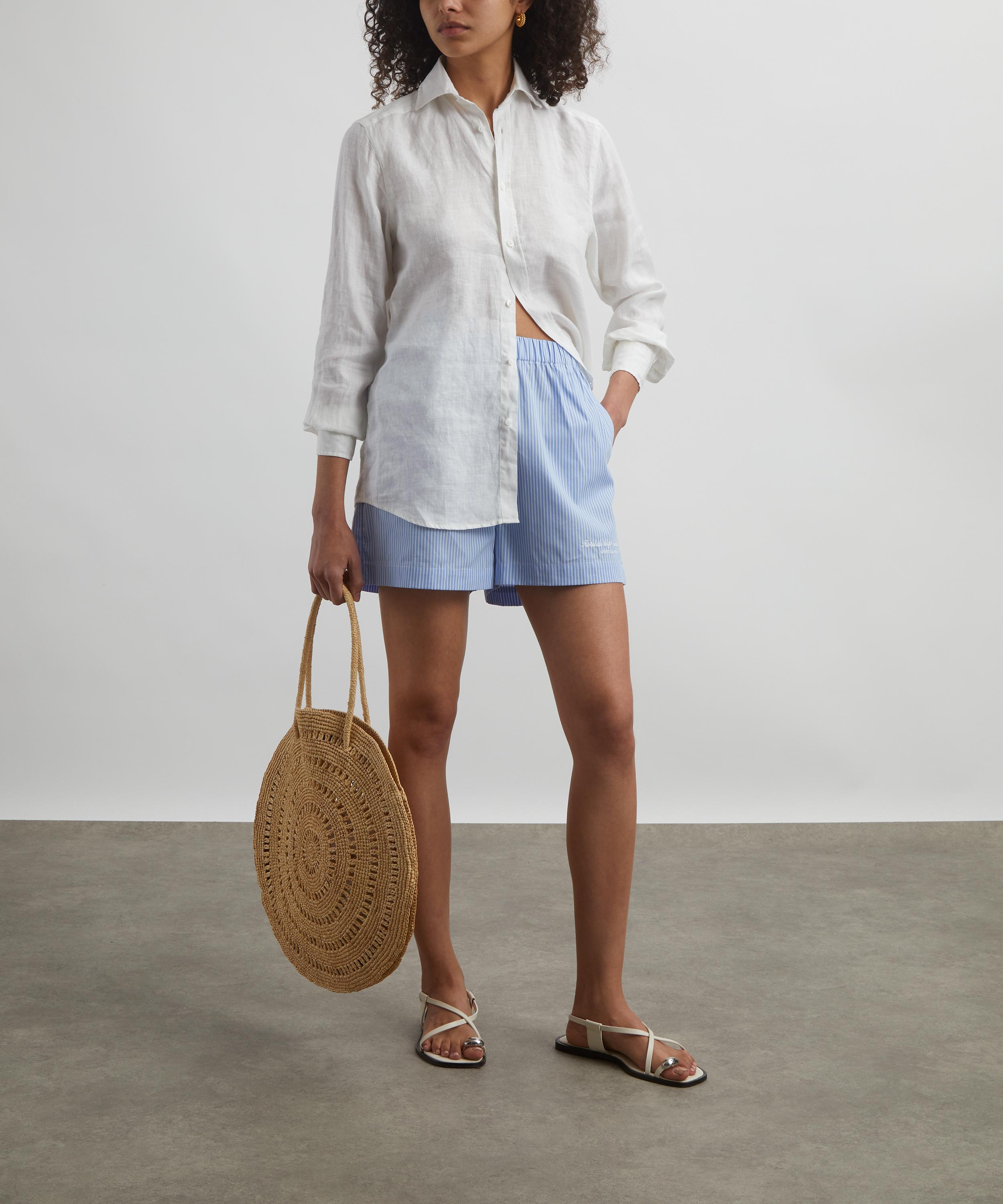 With Nothing Underneath - The Boyfriend White Linen Shirt image number 1