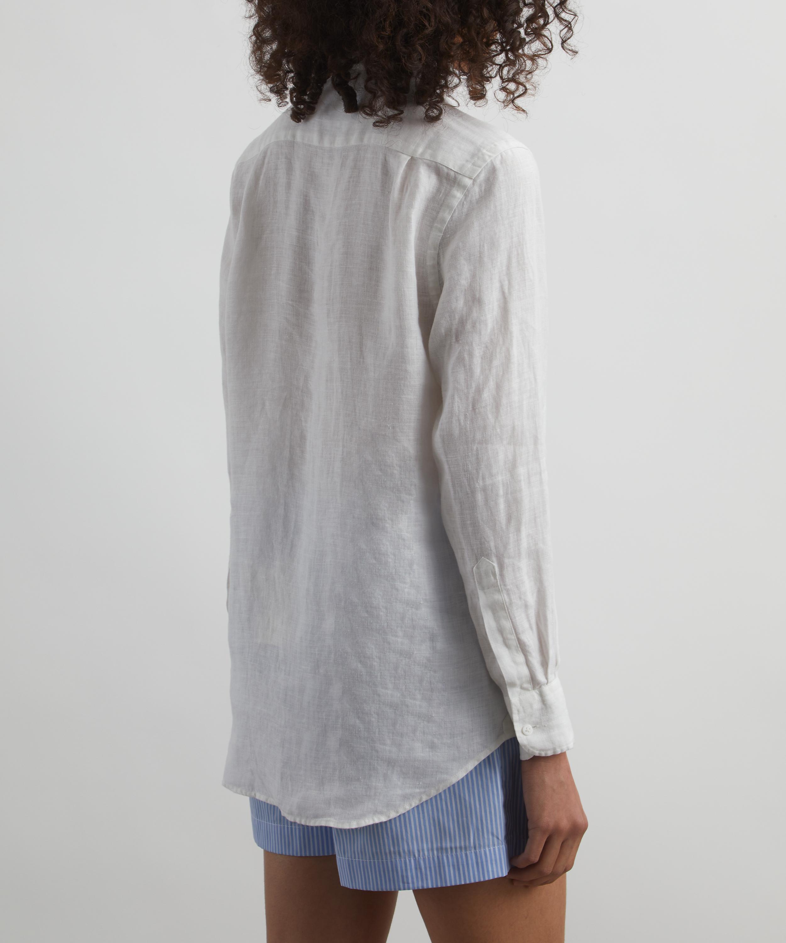 With Nothing Underneath - The Boyfriend White Linen Shirt image number 3