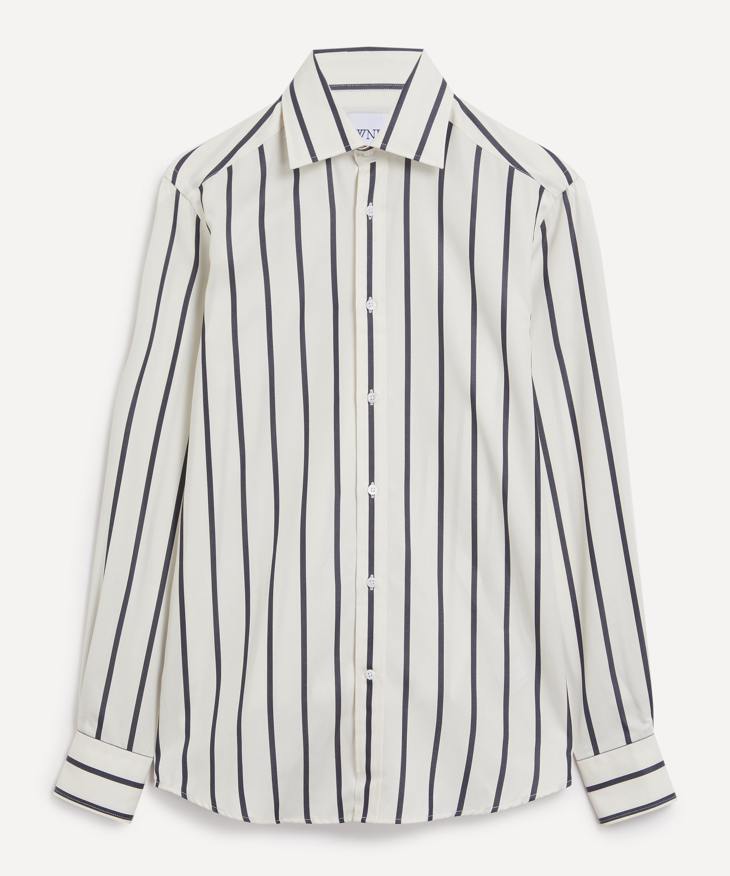 With Nothing Underneath - The Boyfriend Charcoal Stripe Tencel Shirt image number 