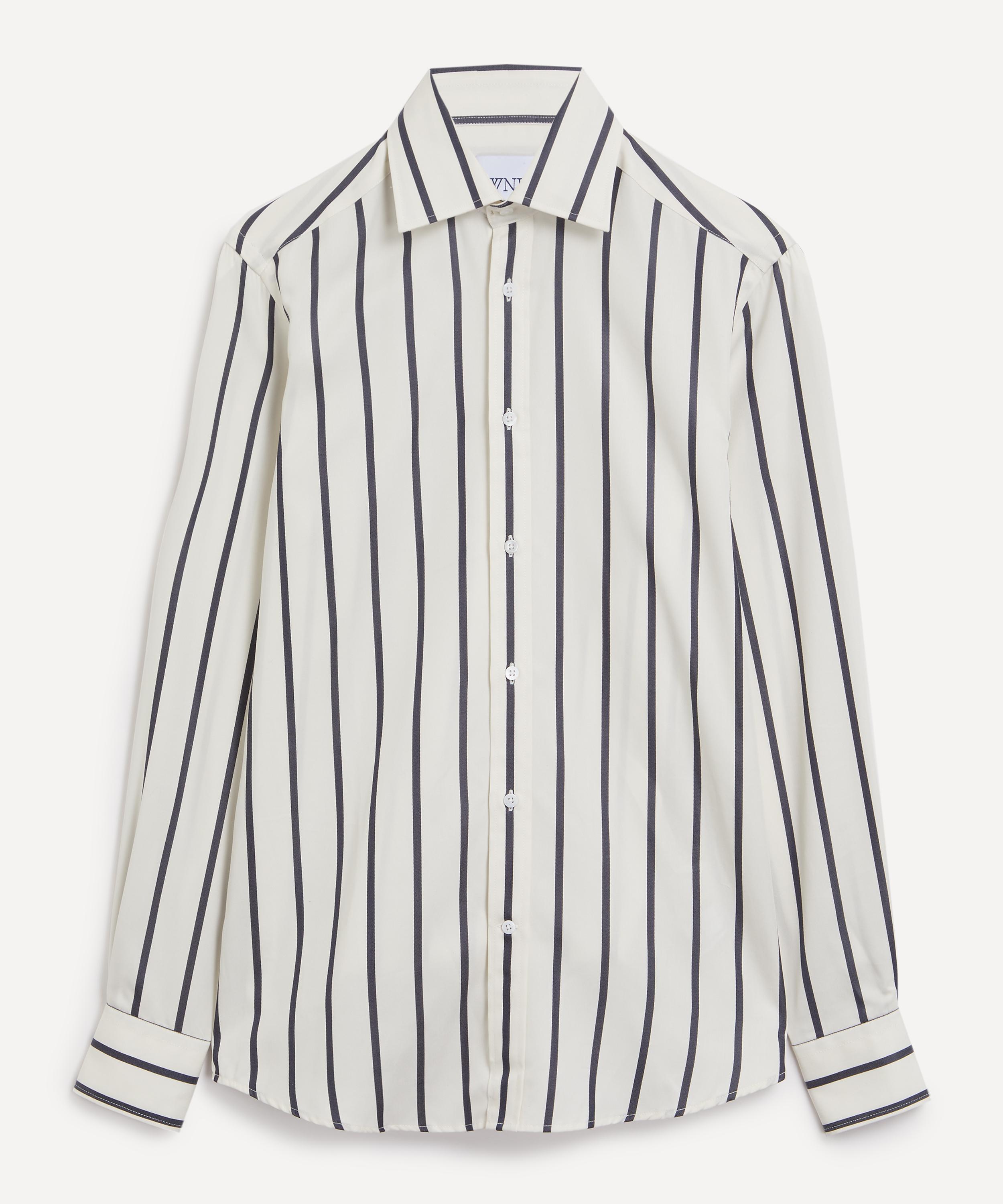 With Nothing Underneath - The Boyfriend Charcoal Stripe Tencel Shirt image number 0