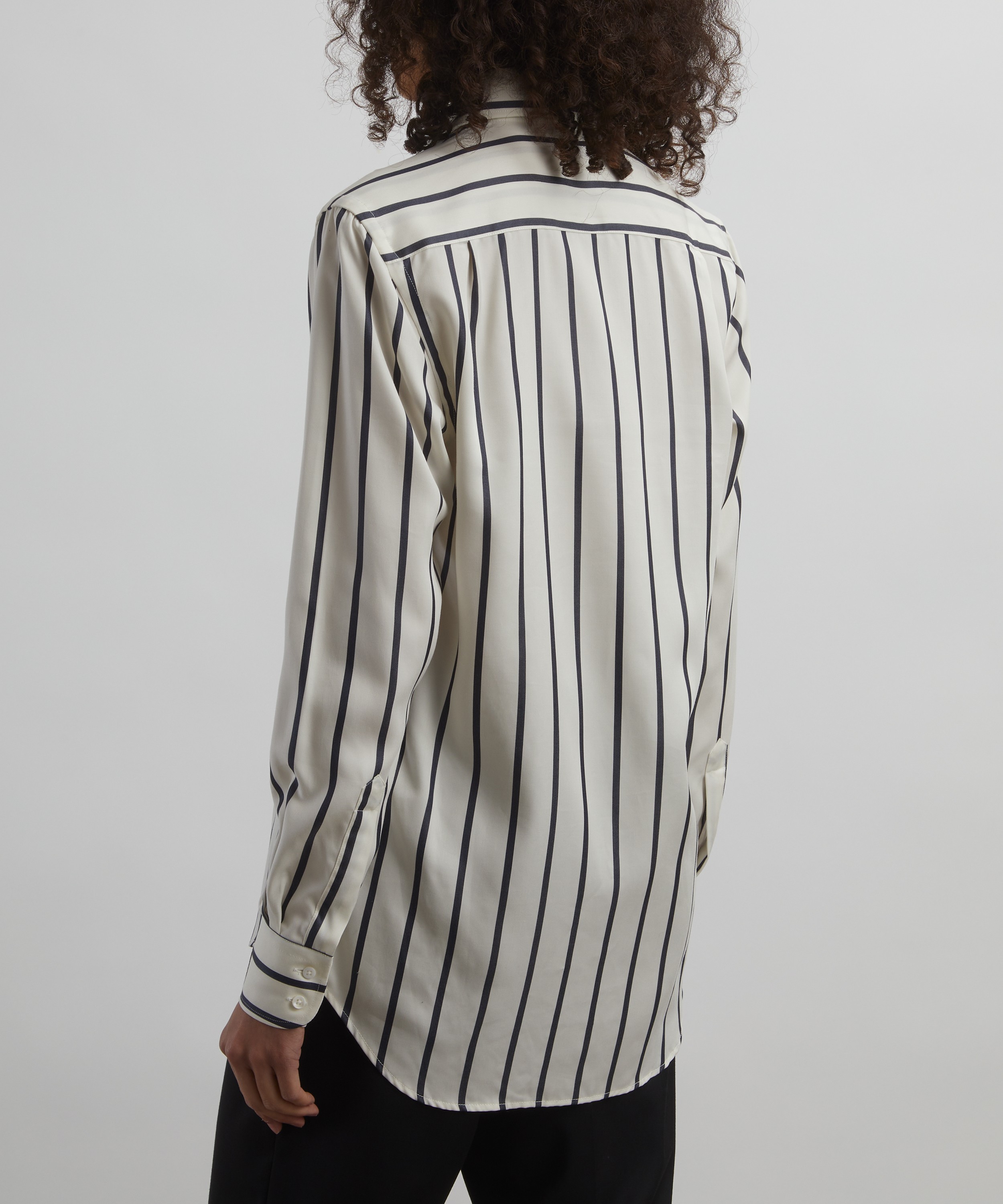 With Nothing Underneath - The Boyfriend Charcoal Stripe Tencel Shirt image number 3