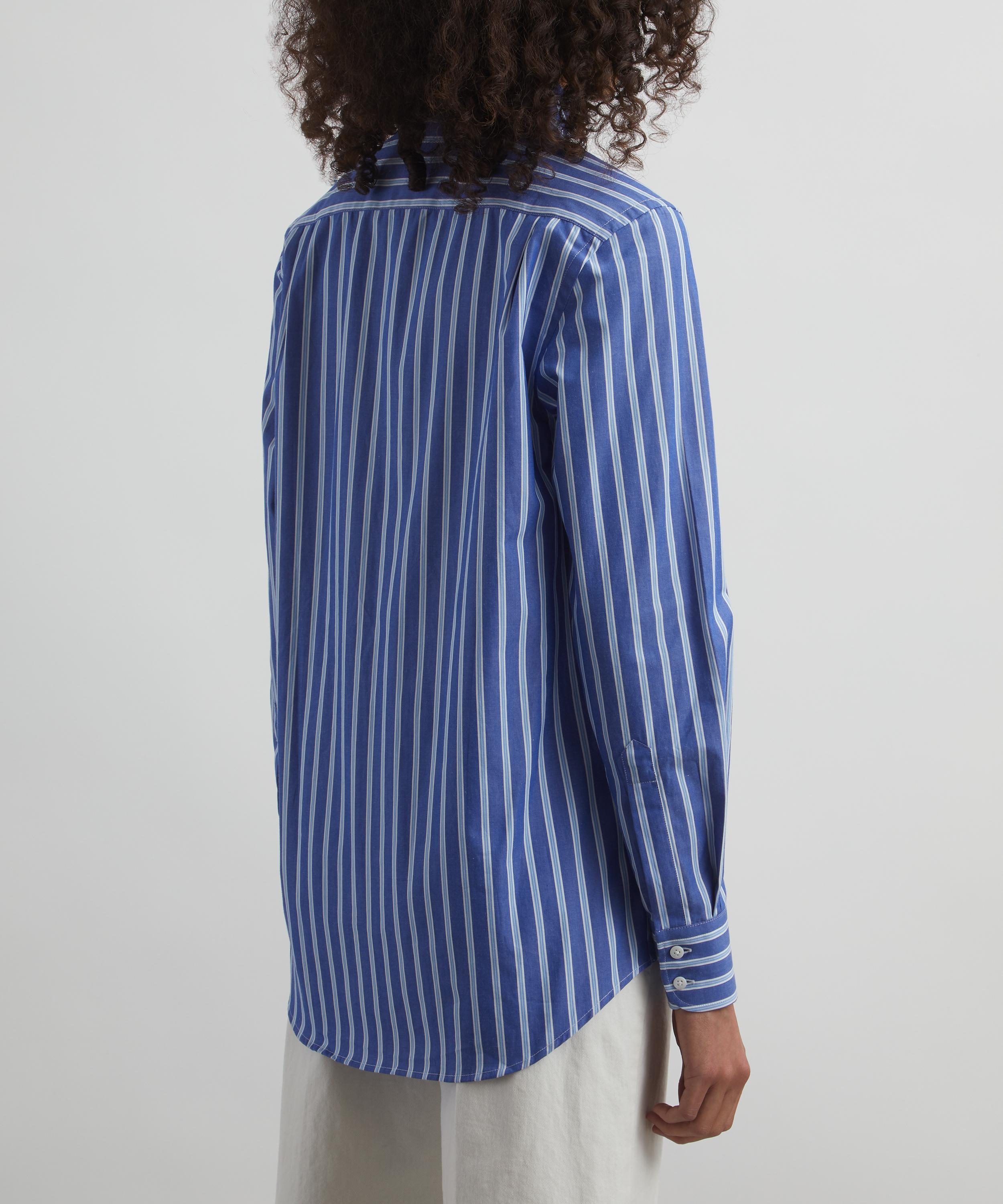 With Nothing Underneath - The Boyfriend Blue Multi Stripe Fine Poplin Shirt image number 3