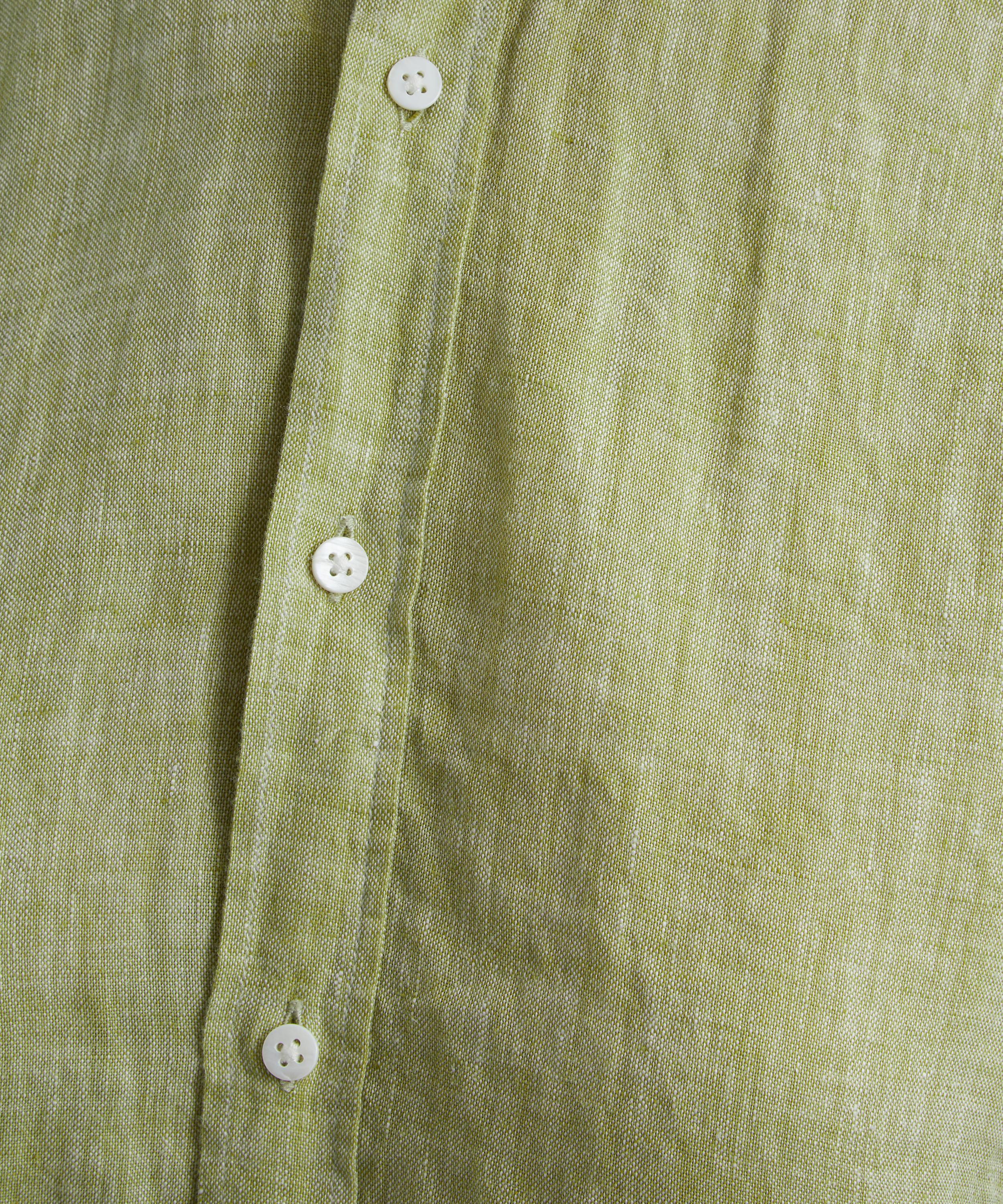 With Nothing Underneath - The Boyfriend Sage Green Linen Shirt image number 4