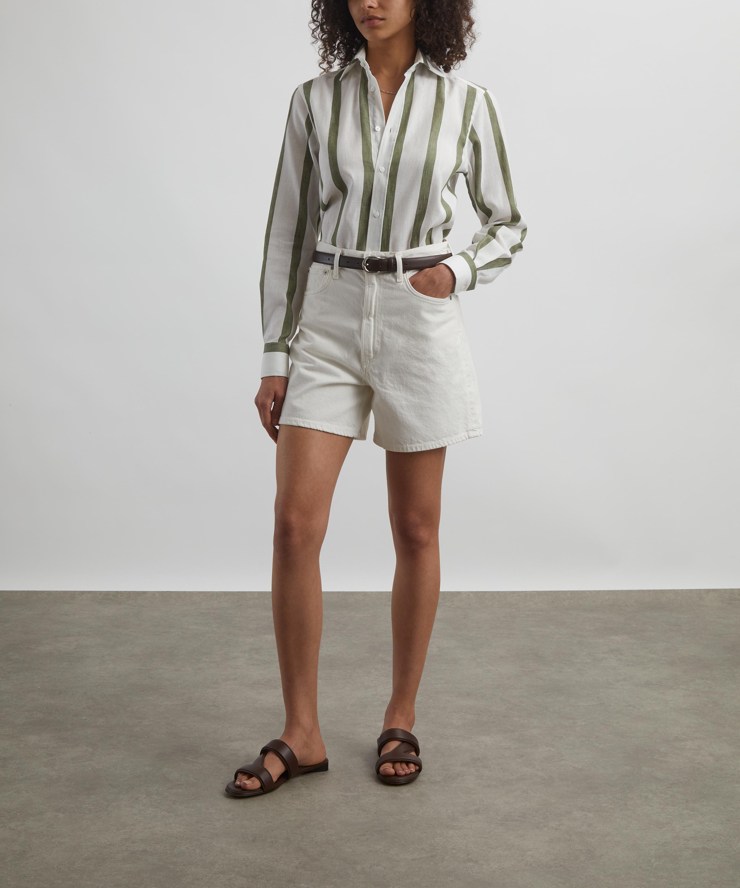 With Nothing Underneath - The Boyfriend Weave Khaki Stripe Shirt image number 1