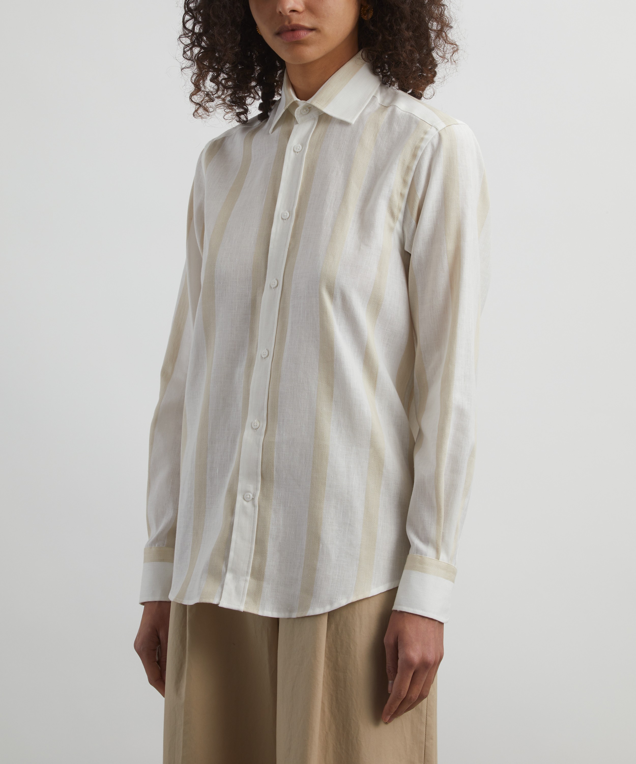 With Nothing Underneath - The Boyfriend Weave Cream Stripe Shirt image number 2