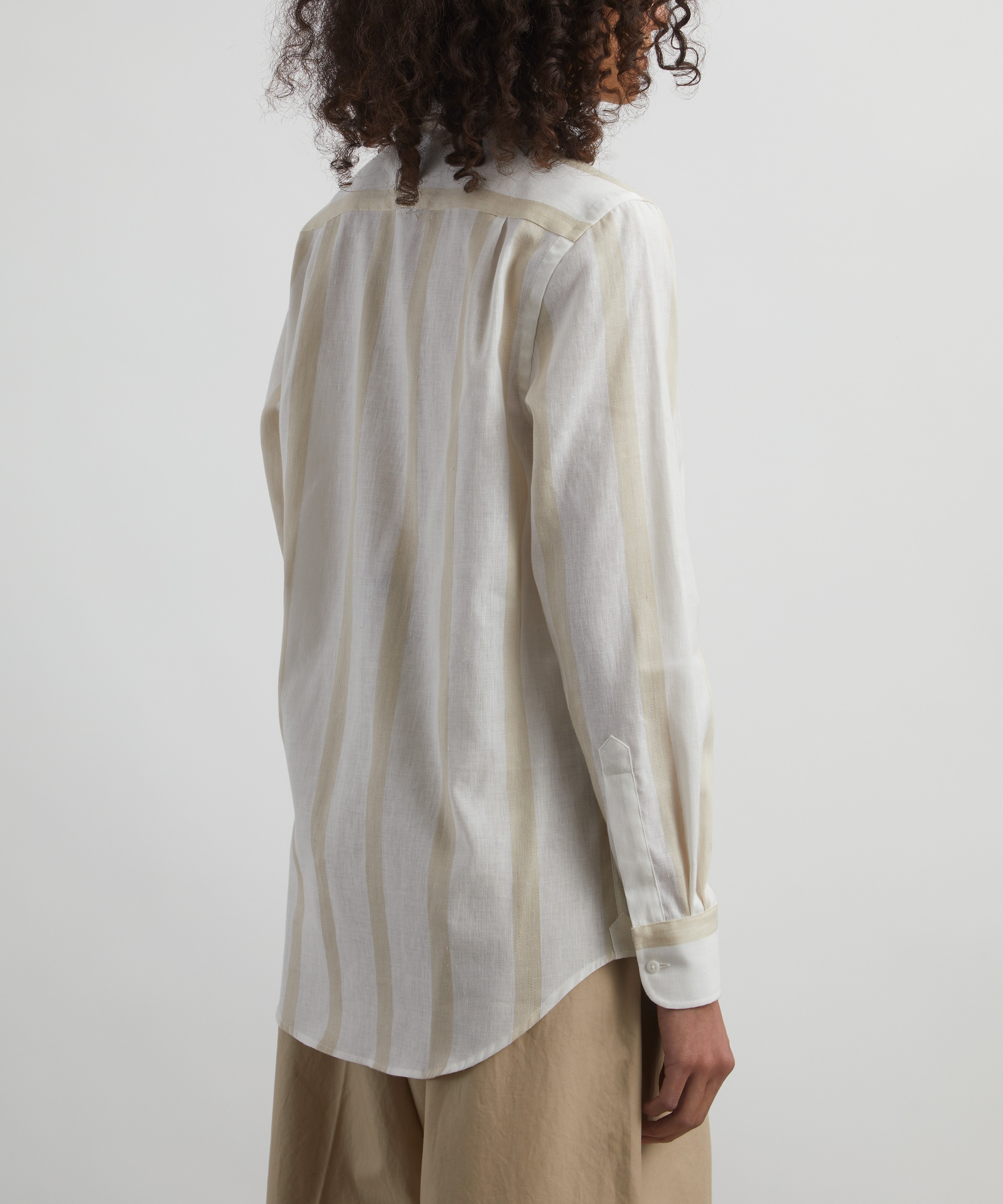 With Nothing Underneath - The Boyfriend Weave Cream Stripe Shirt image number 3