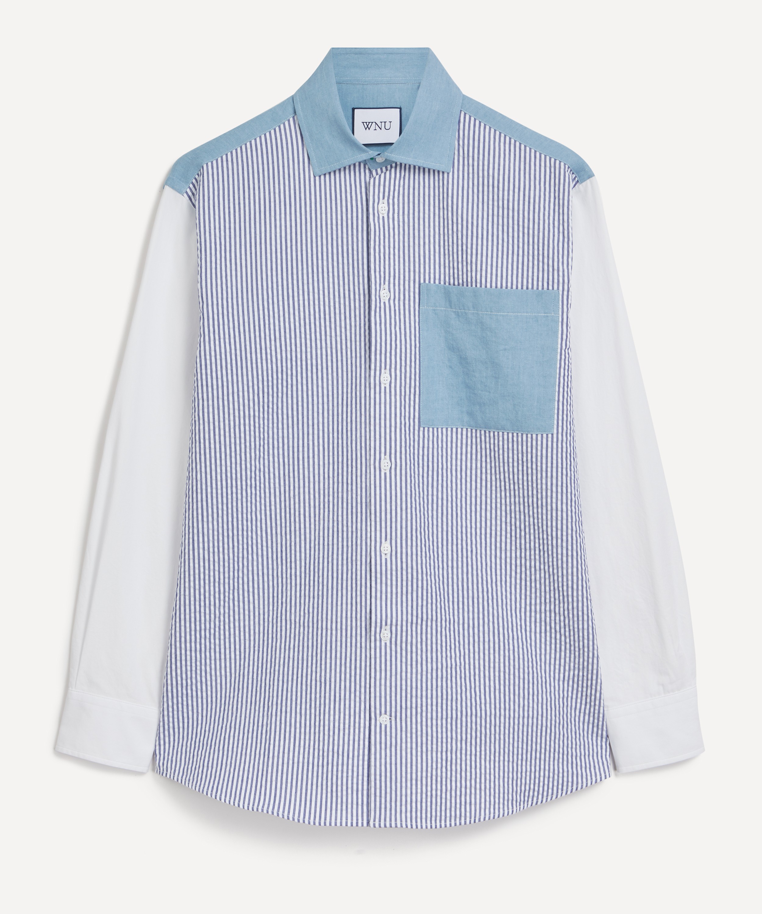 With Nothing Underneath - The Chessie Chambray Patchwork Shirt image number 0