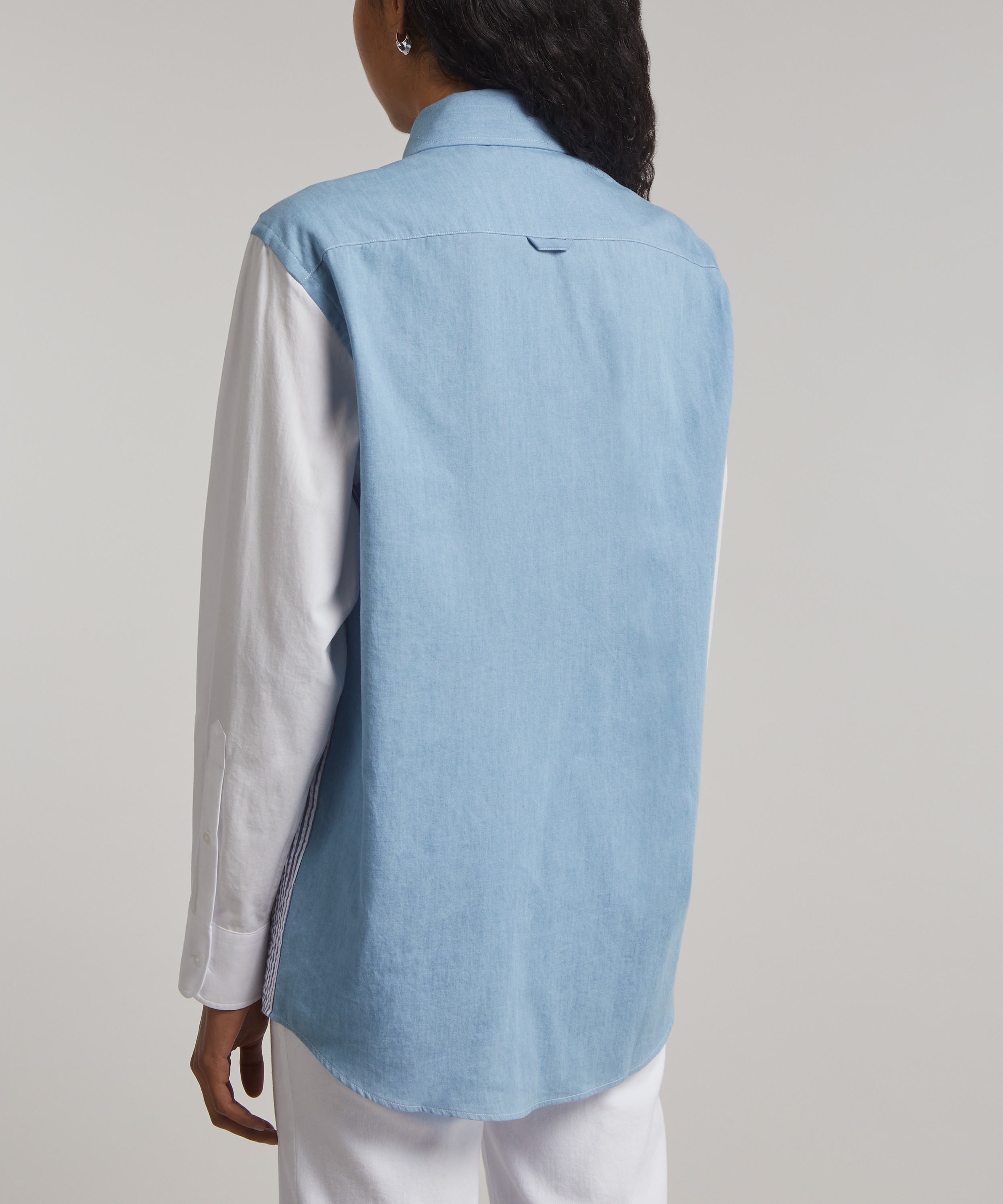 With Nothing Underneath - The Chessie Chambray Patchwork Shirt image number 3