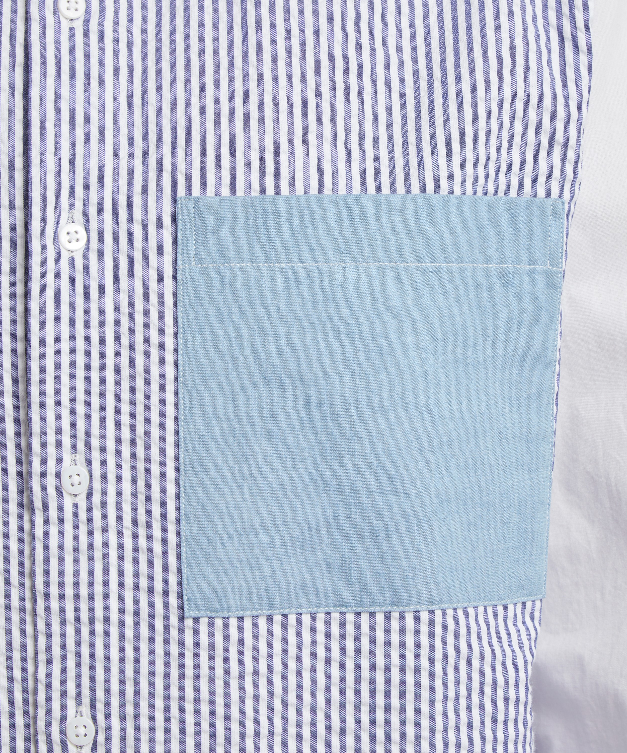 With Nothing Underneath - The Chessie Chambray Patchwork Shirt image number 4