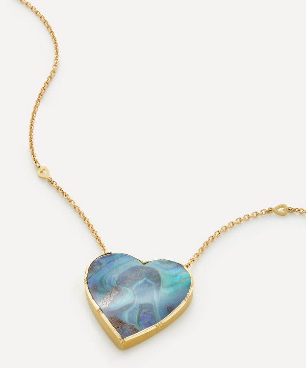 Brooke Gregson - 18ct Gold Boulder Opal Heart Pendant Necklace image number null