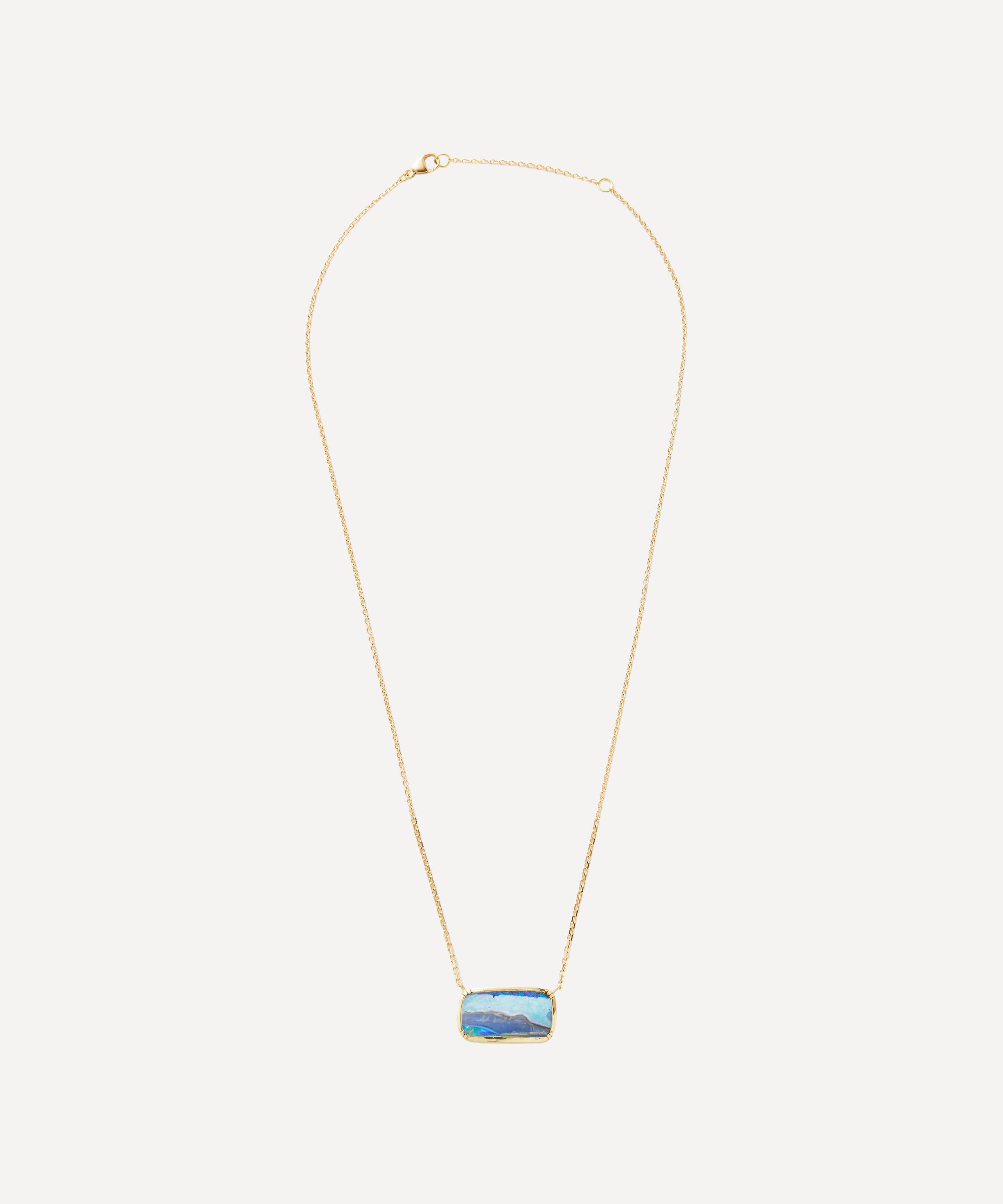 Brooke Gregson - 18ct Gold Boulder Opal Ellipse Pendant Necklace image number 1