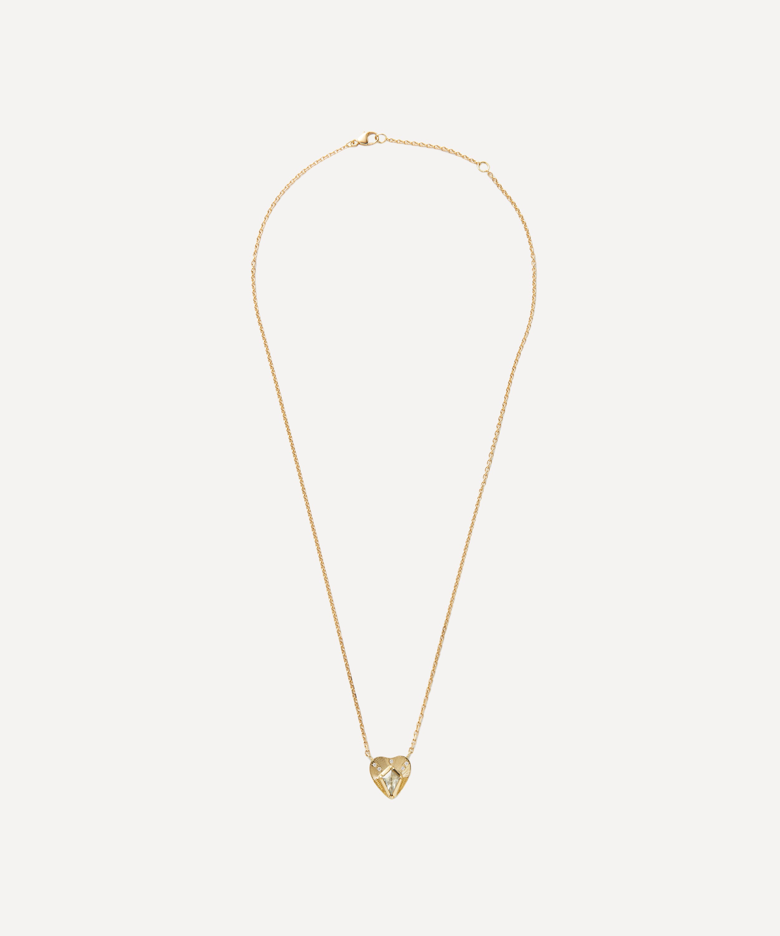 Brooke Gregson - 18ct Gold Engraved Diamond Heart Pendant Necklace image number 1