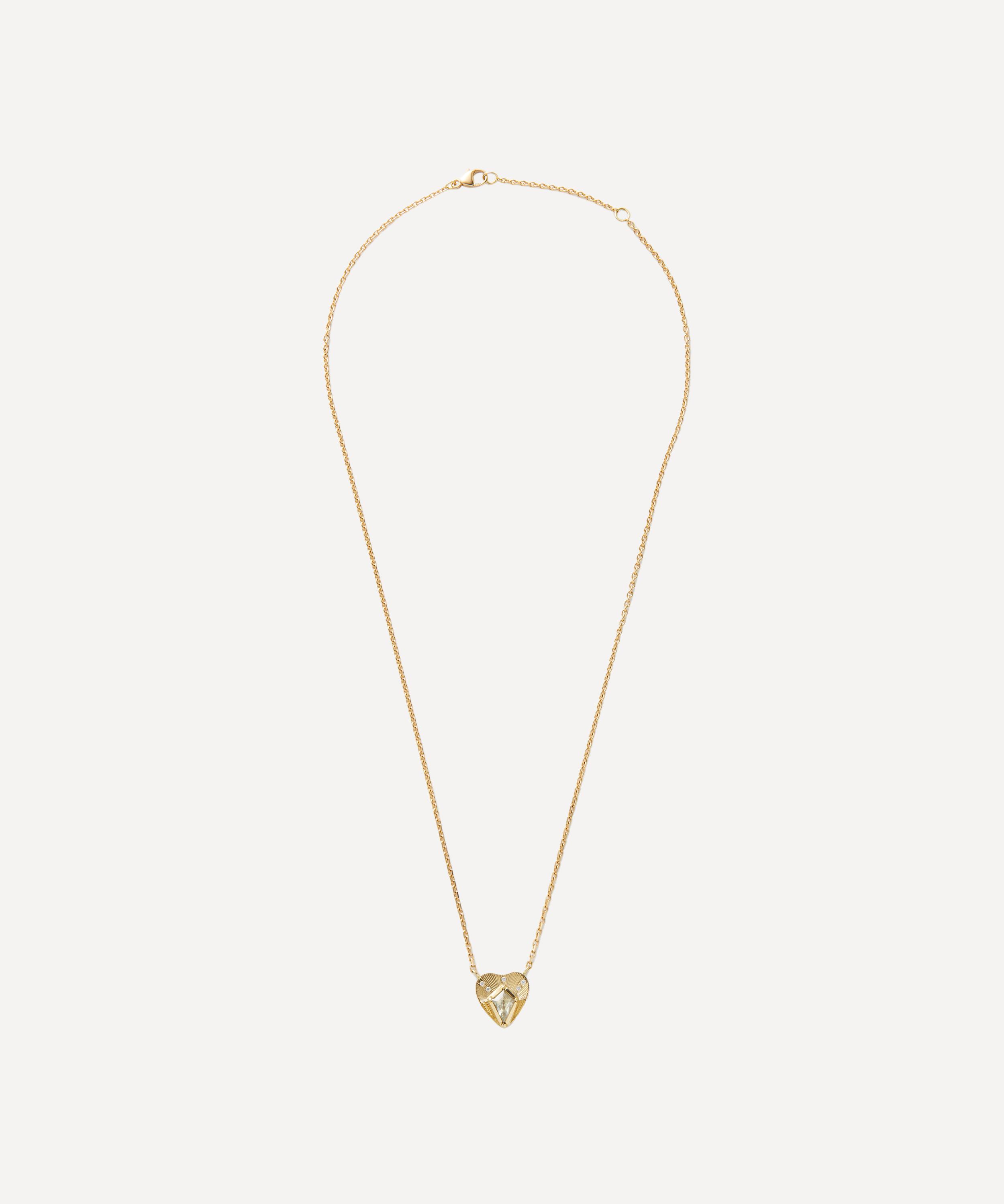 Brooke Gregson - 18ct Gold Engraved Diamond Heart Pendant Necklace image number 1