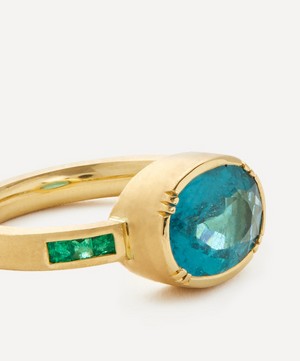 Brooke Gregson - 18ct Gold Tourmaline and Emerald Ring image number 1