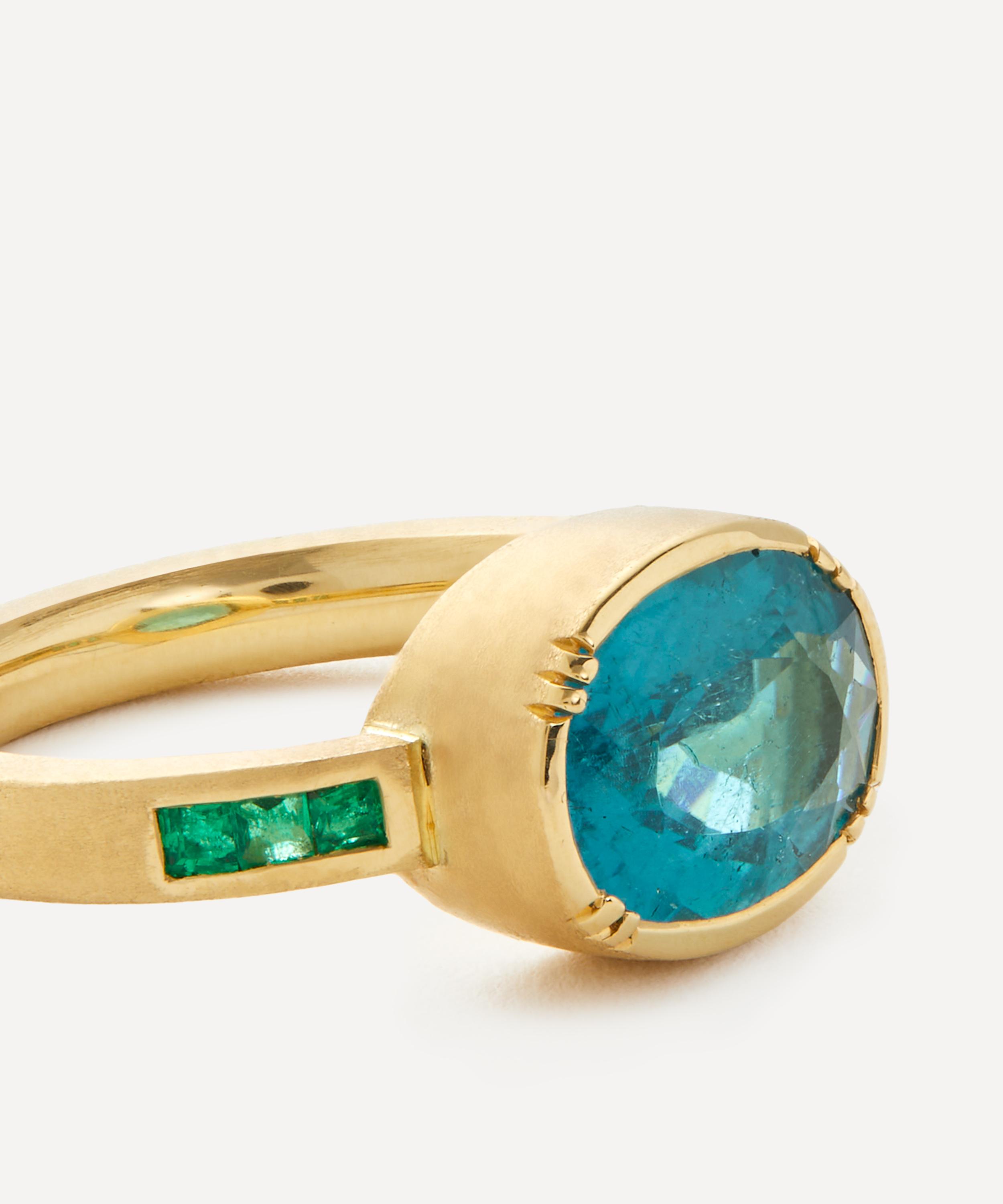 Brooke Gregson - 18ct Gold Tourmaline and Emerald Ring image number 1