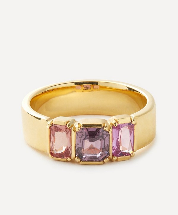 Brooke Gregson - 18ct Gold Triple Bezel Pink Sapphire Ring image number null