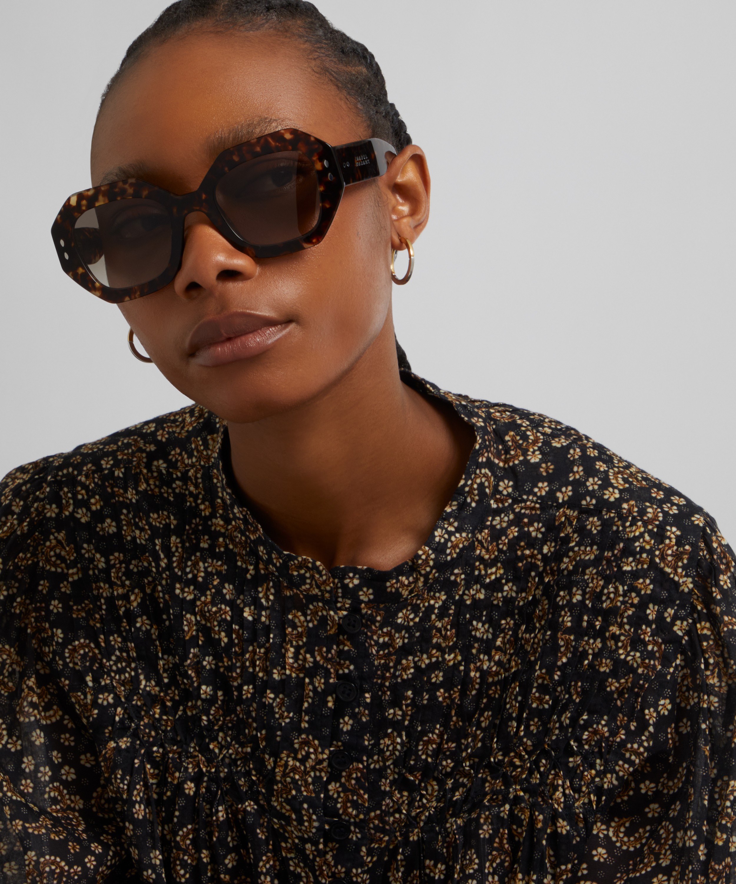 Isabel Marant - Acetate Geometric Square Havana Sunglasses image number 1