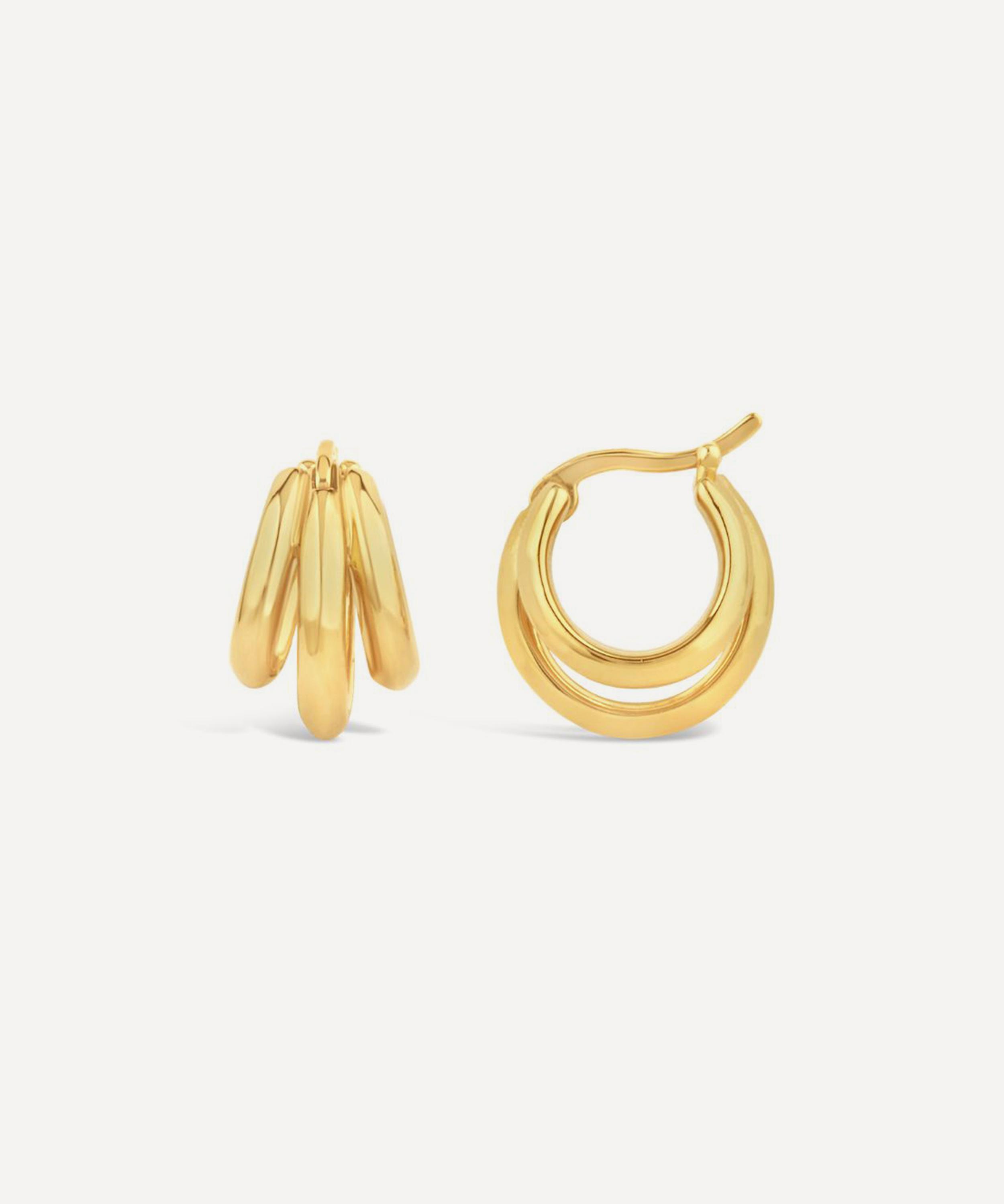 Dinny Hall - 18ct Gold-Plated Vermeil Silver Signature Triple Huggie Hoop Earrings image number 3