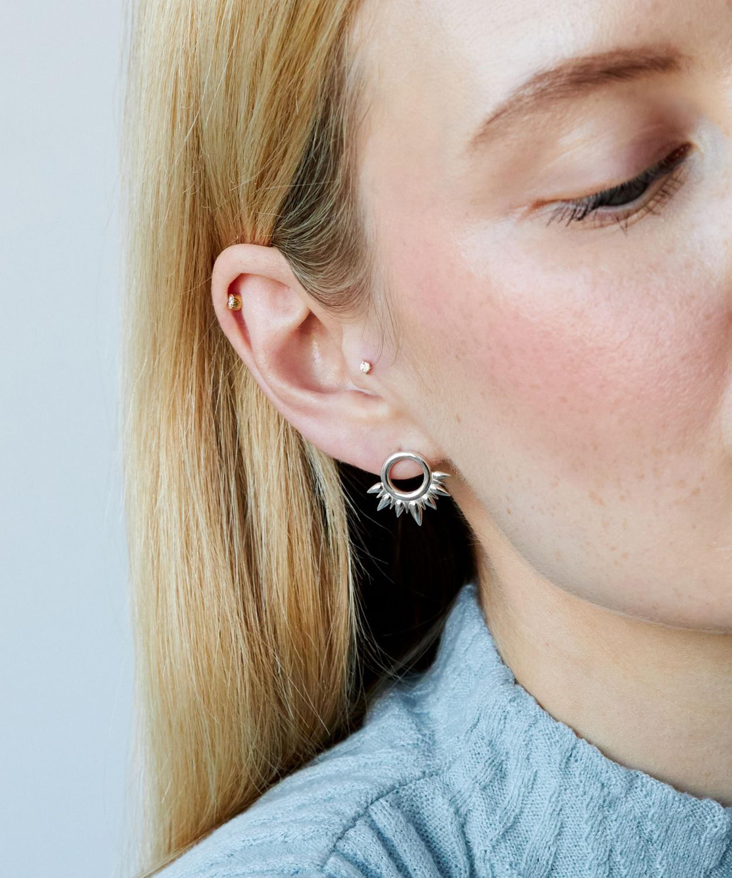 Dinny Hall - Sterling Silver Sunbeam Half Sun Stud Earrings image number 1