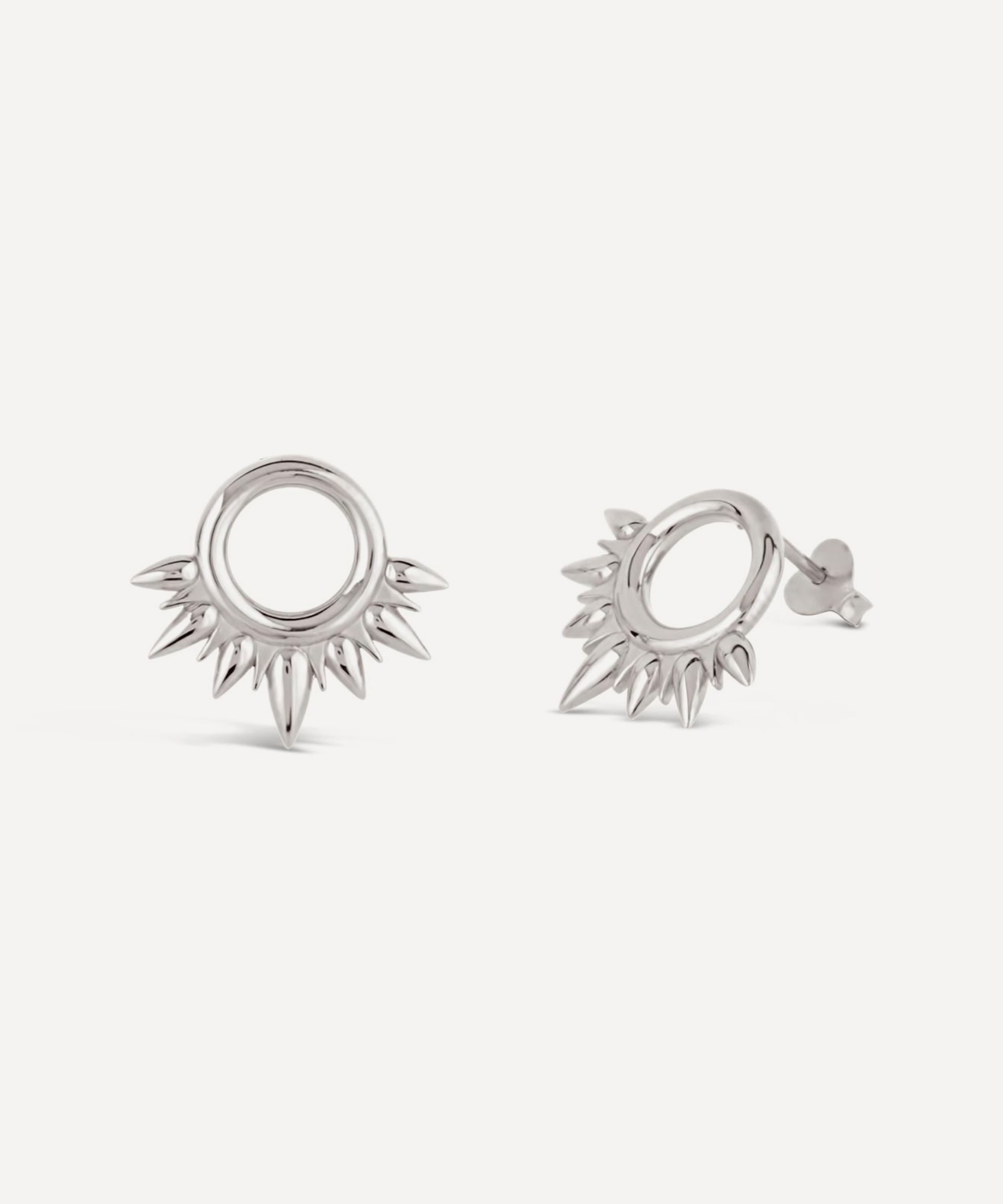 Dinny Hall - Sterling Silver Sunbeam Half Sun Stud Earrings image number 3