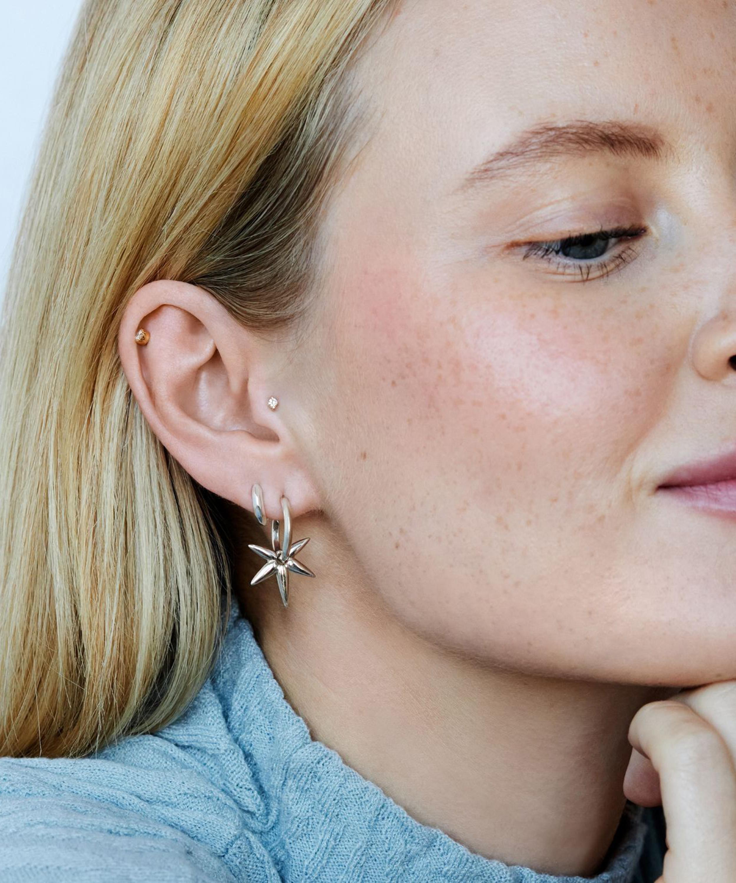 Charm drop hoop earrings hot sale